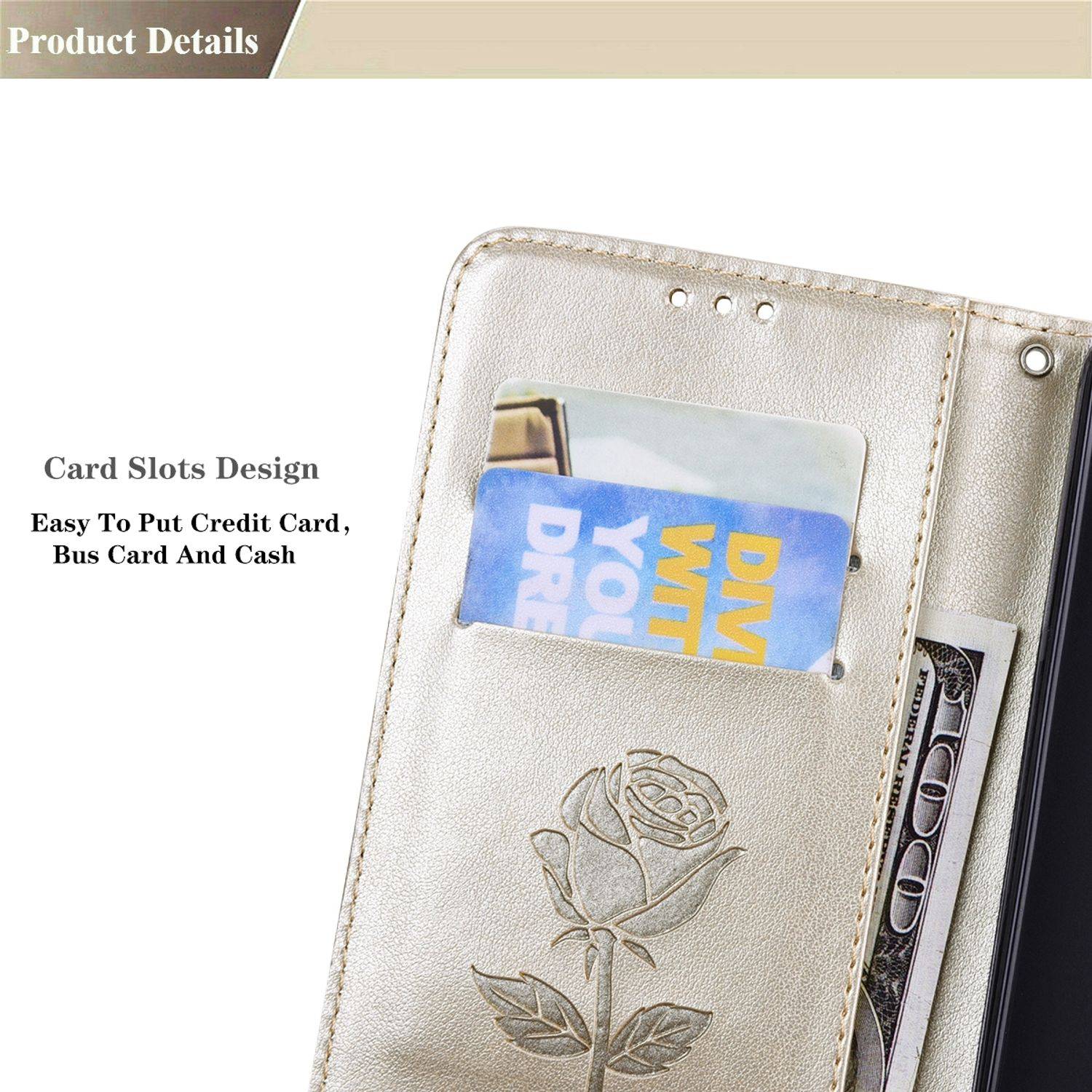 Hülle kompatibel mit Samsung Galaxy A03 Kunstleder Handyhülle - Handy Case Gold