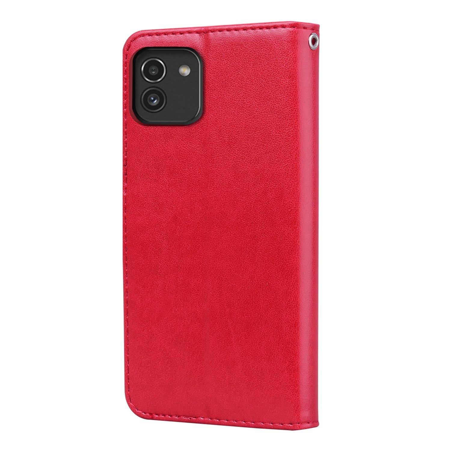 Hülle kompatibel mit Samsung Galaxy A03 Kunstleder Handyhülle - Handy Case Rot