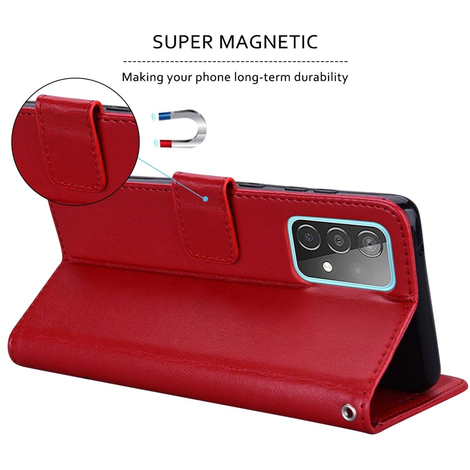 Hülle kompatibel mit Samsung Galaxy A03 Kunstleder Handyhülle - Handy Case Rot