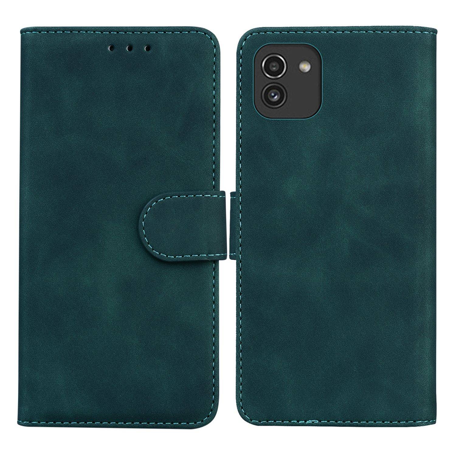Hülle kompatibel mit Samsung Galaxy A03 Kunstleder Handyhülle - Handy Case Grün