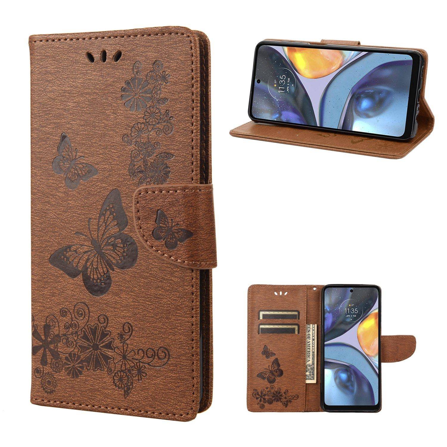 Hülle kompatibel mit Motorola Moto G22 Kunstleder Handyhülle - Handy Case Braun