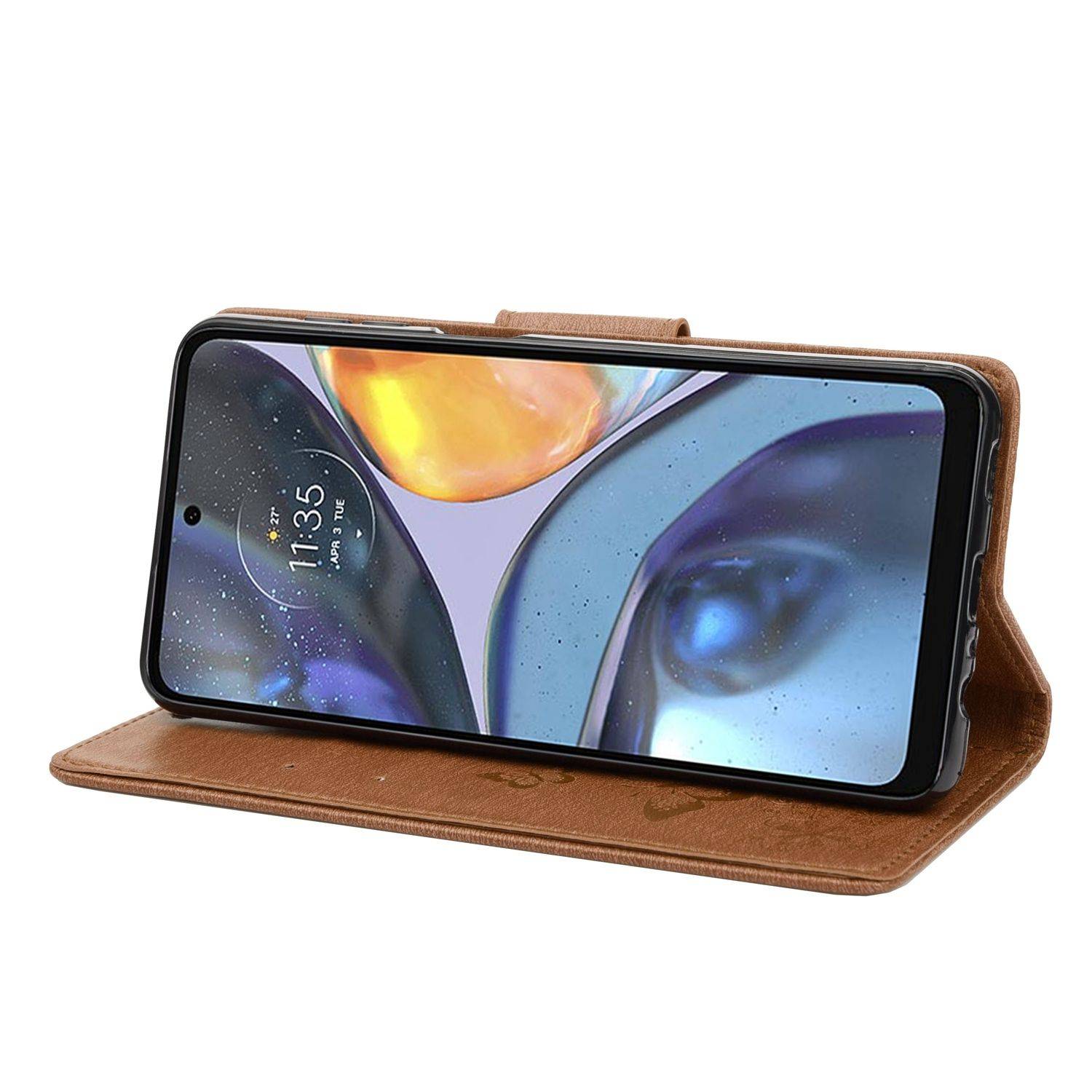Hülle kompatibel mit Motorola Moto G22 Kunstleder Handyhülle - Handy Case Braun