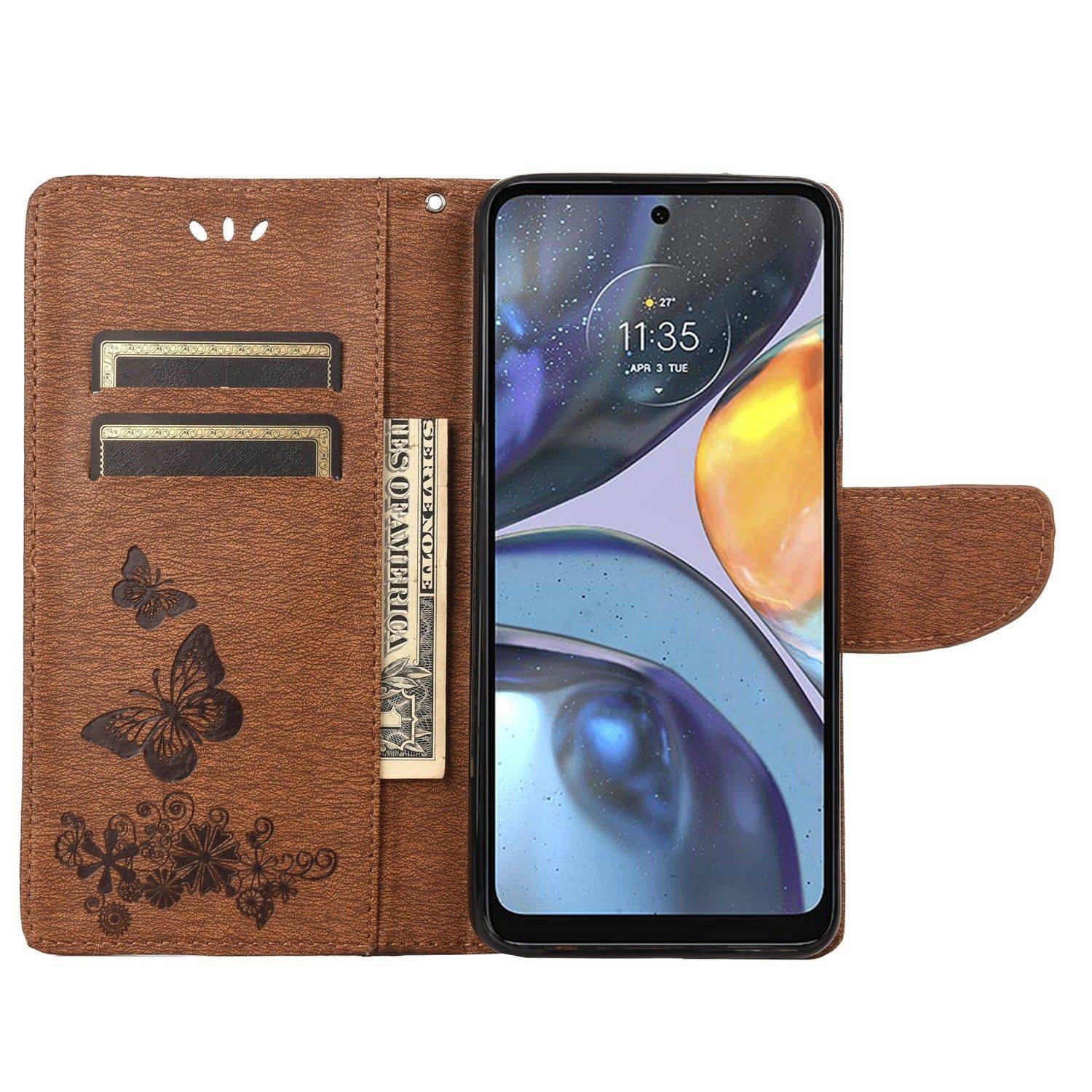Hülle kompatibel mit Motorola Moto G22 Kunstleder Handyhülle - Handy Case Braun