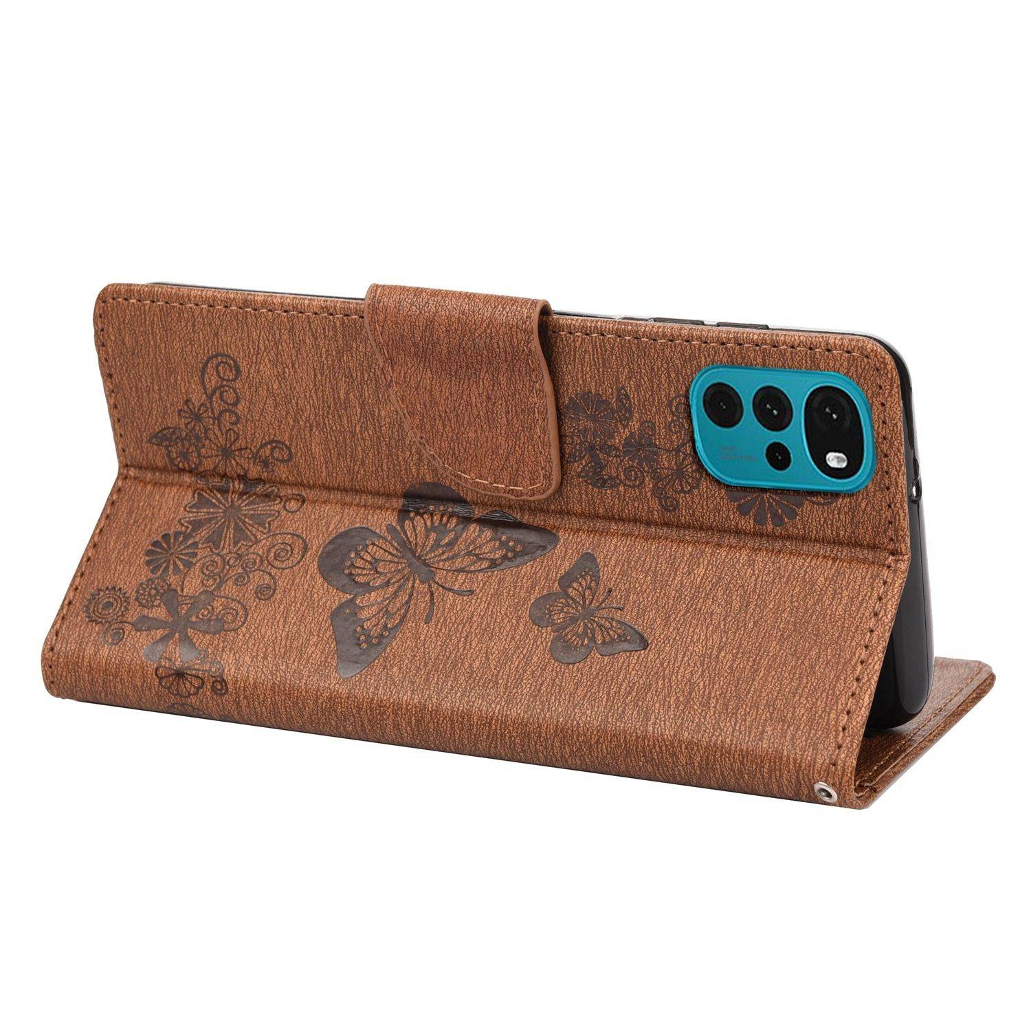 Hülle kompatibel mit Motorola Moto G22 Kunstleder Handyhülle - Handy Case Braun