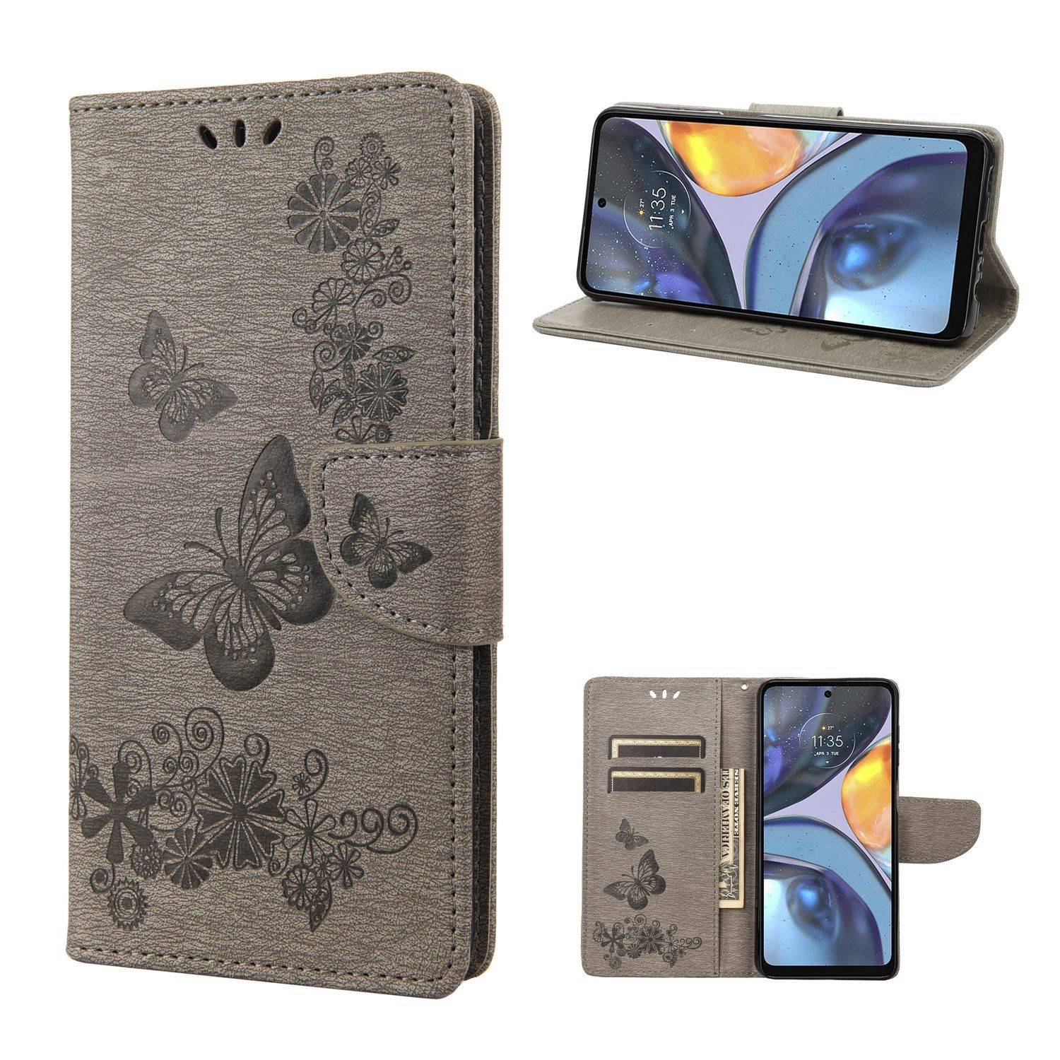 Hülle kompatibel mit Motorola Moto G22 Kunstleder Handyhülle - Handy Case Grau