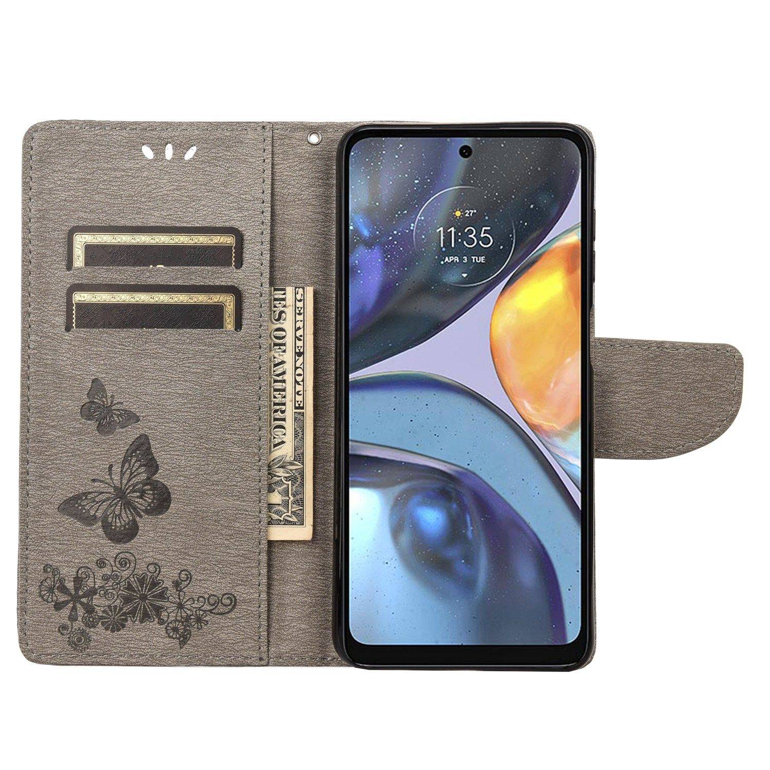 Hülle kompatibel mit Motorola Moto G22 Kunstleder Handyhülle - Handy Case Grau