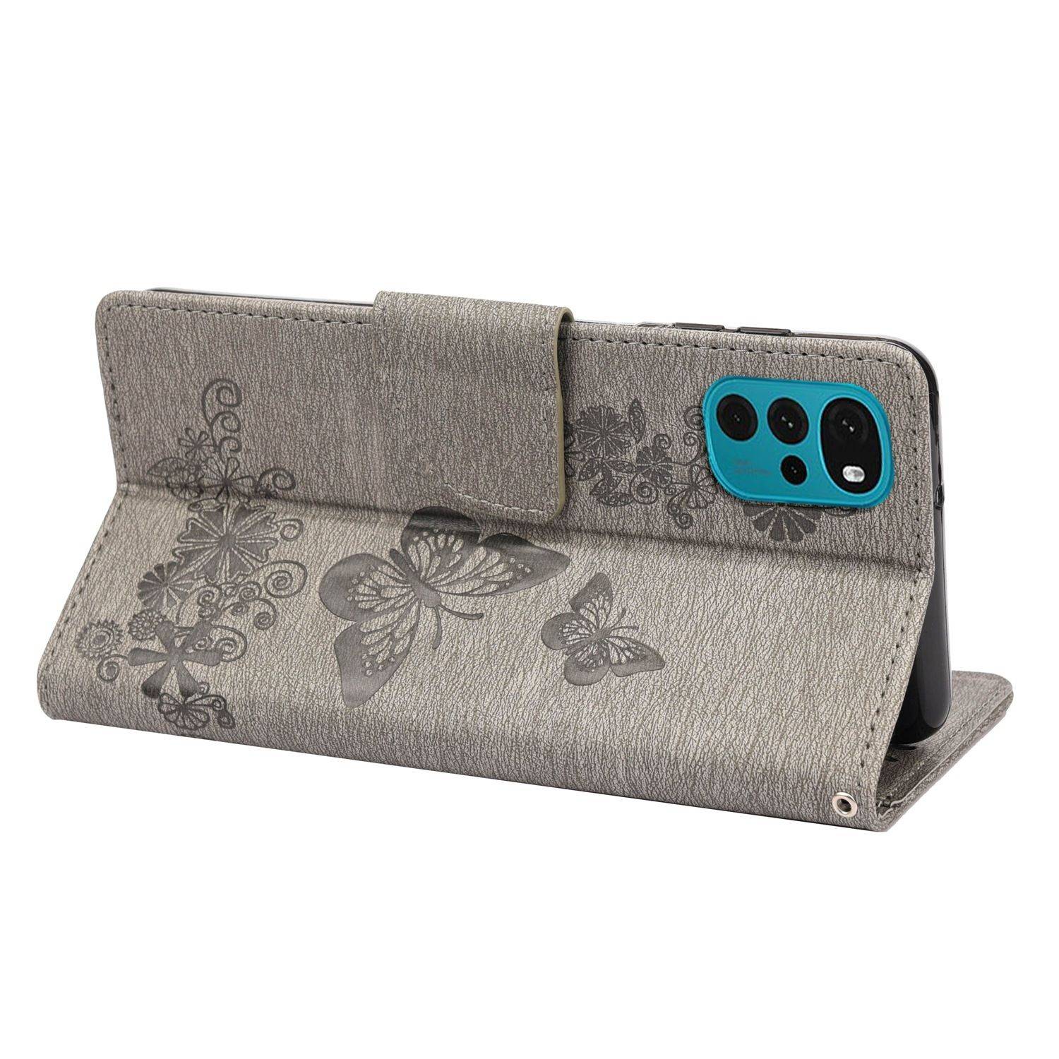 Hülle kompatibel mit Motorola Moto G22 Kunstleder Handyhülle - Handy Case Grau