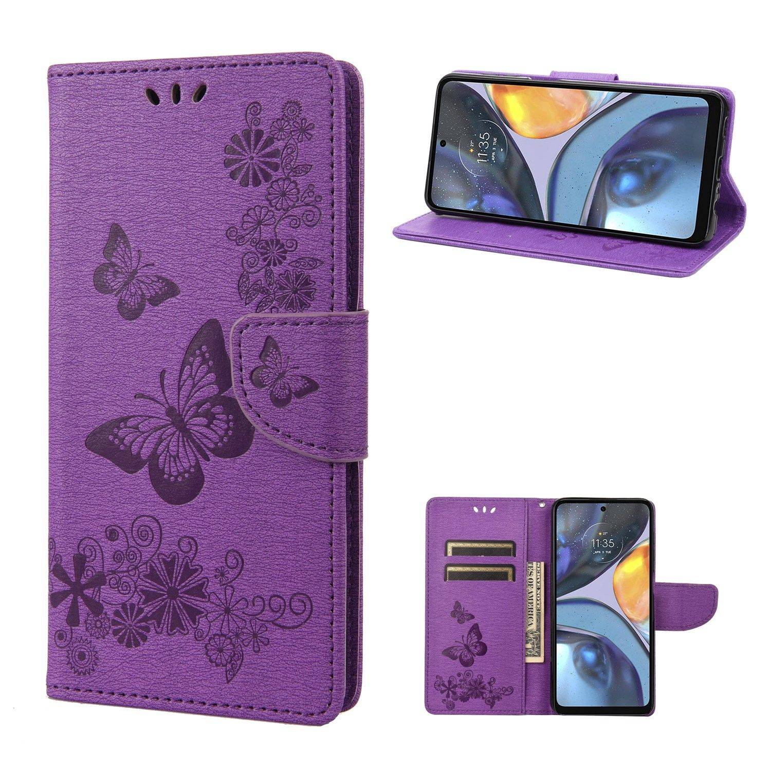 Hülle kompatibel mit Motorola Moto G22 Kunstleder Handyhülle - Handy Case Lila