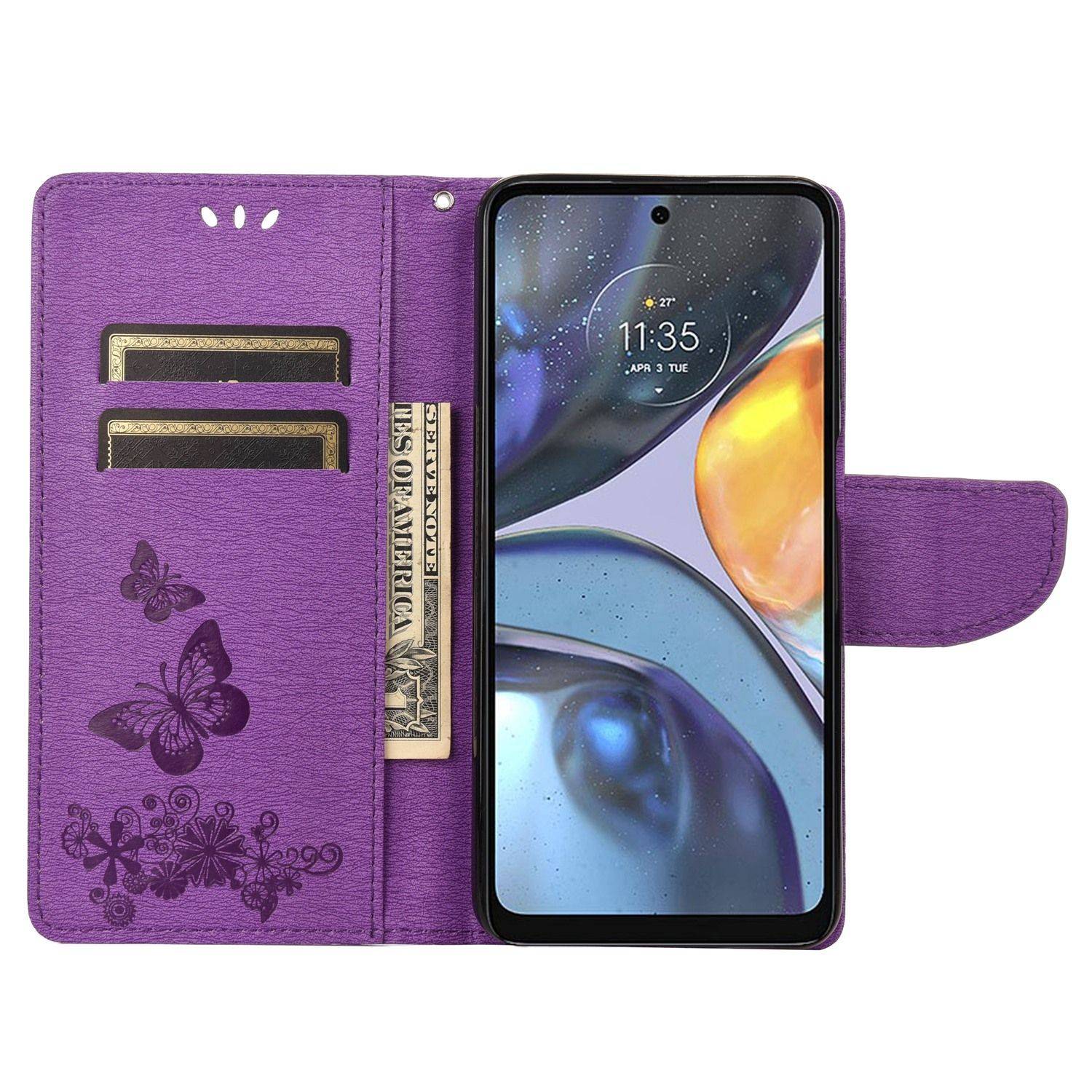 Hülle kompatibel mit Motorola Moto G22 Kunstleder Handyhülle - Handy Case Lila