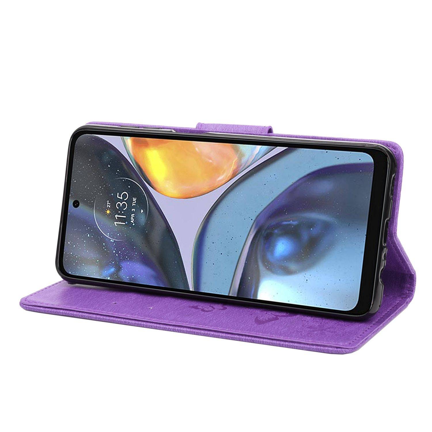 Hülle kompatibel mit Motorola Moto G22 Kunstleder Handyhülle - Handy Case Lila