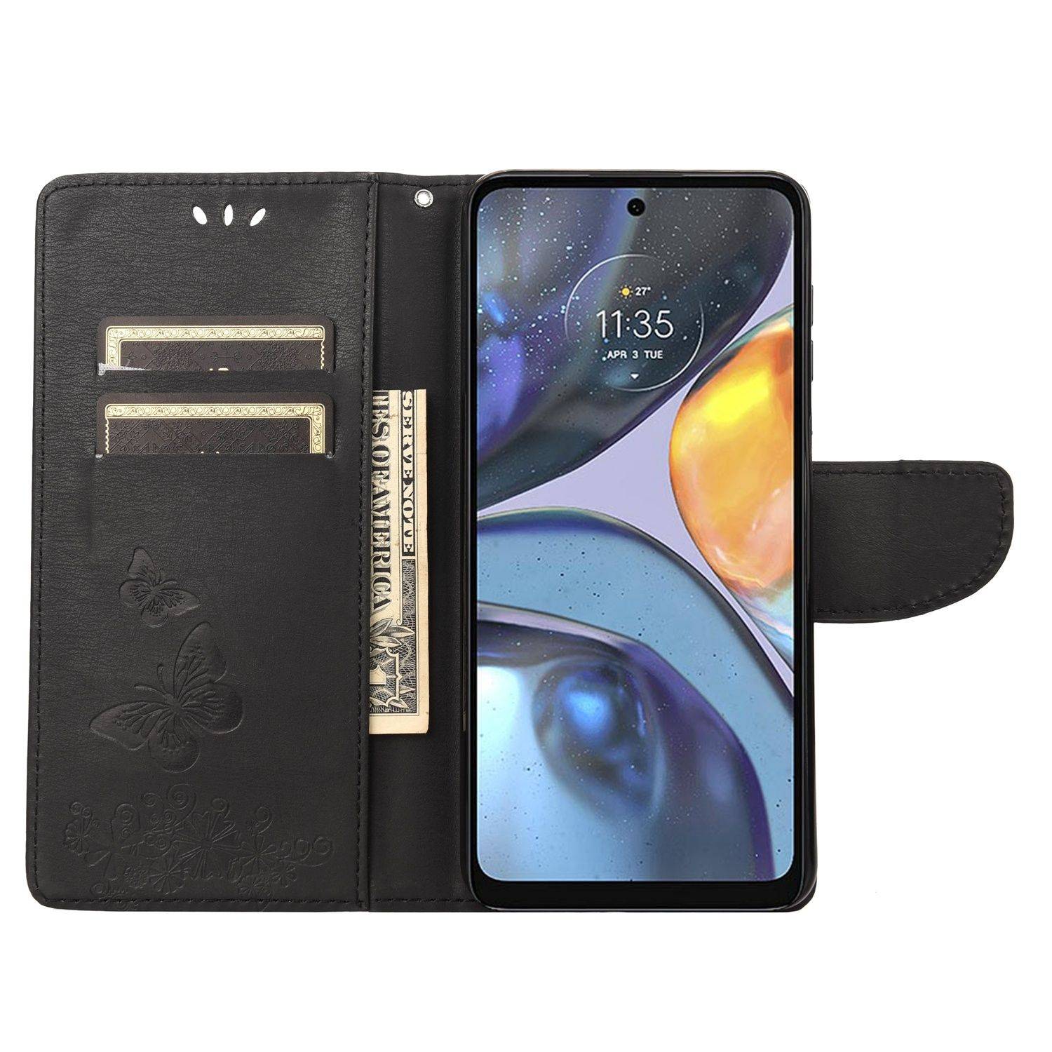 Hülle kompatibel mit Motorola Moto G22 Kunstleder Handyhülle - Handy Case Schwarz