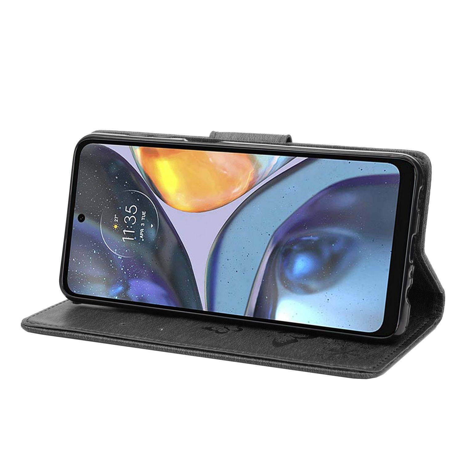 Hülle kompatibel mit Motorola Moto G22 Kunstleder Handyhülle - Handy Case Schwarz
