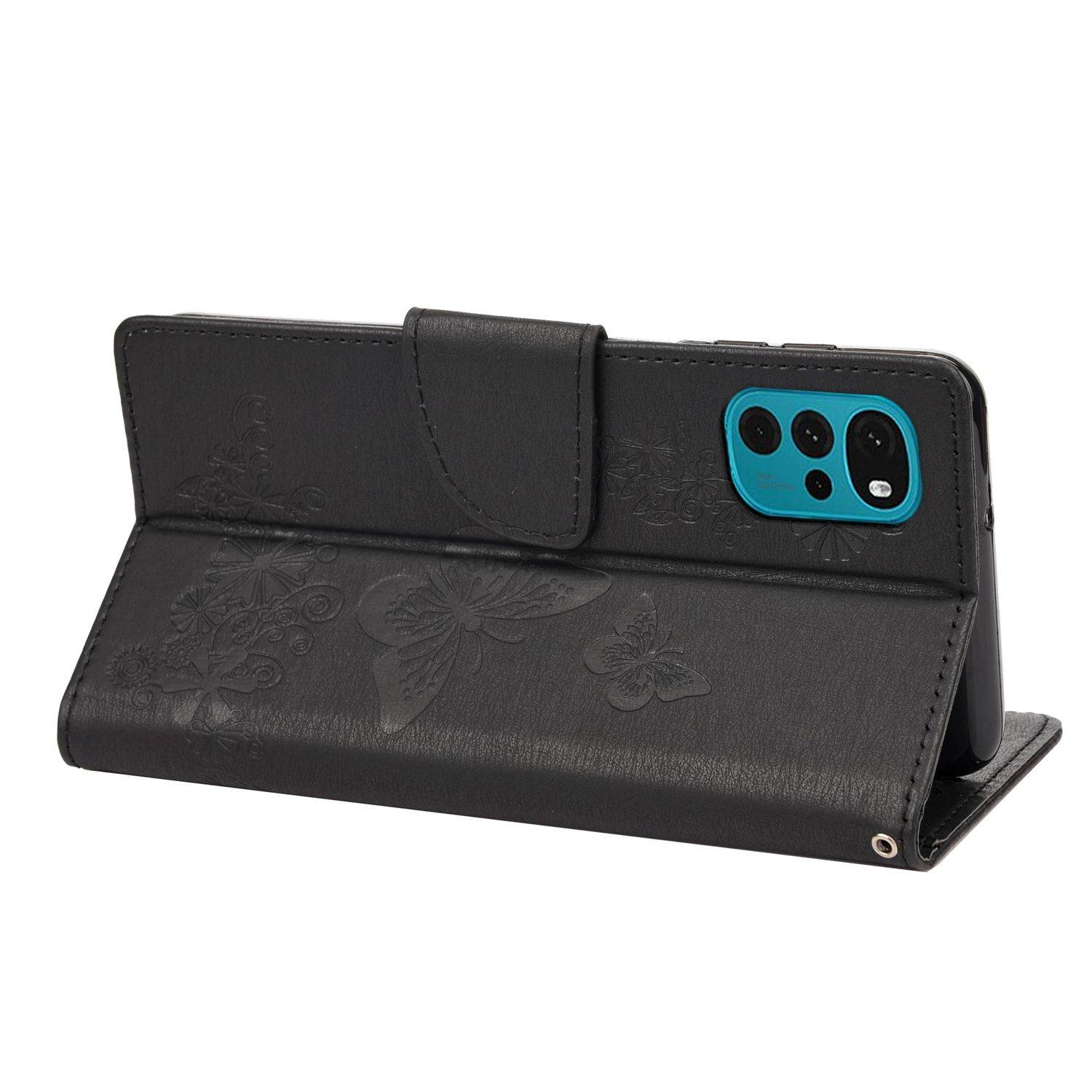 Hülle kompatibel mit Motorola Moto G22 Kunstleder Handyhülle - Handy Case Schwarz