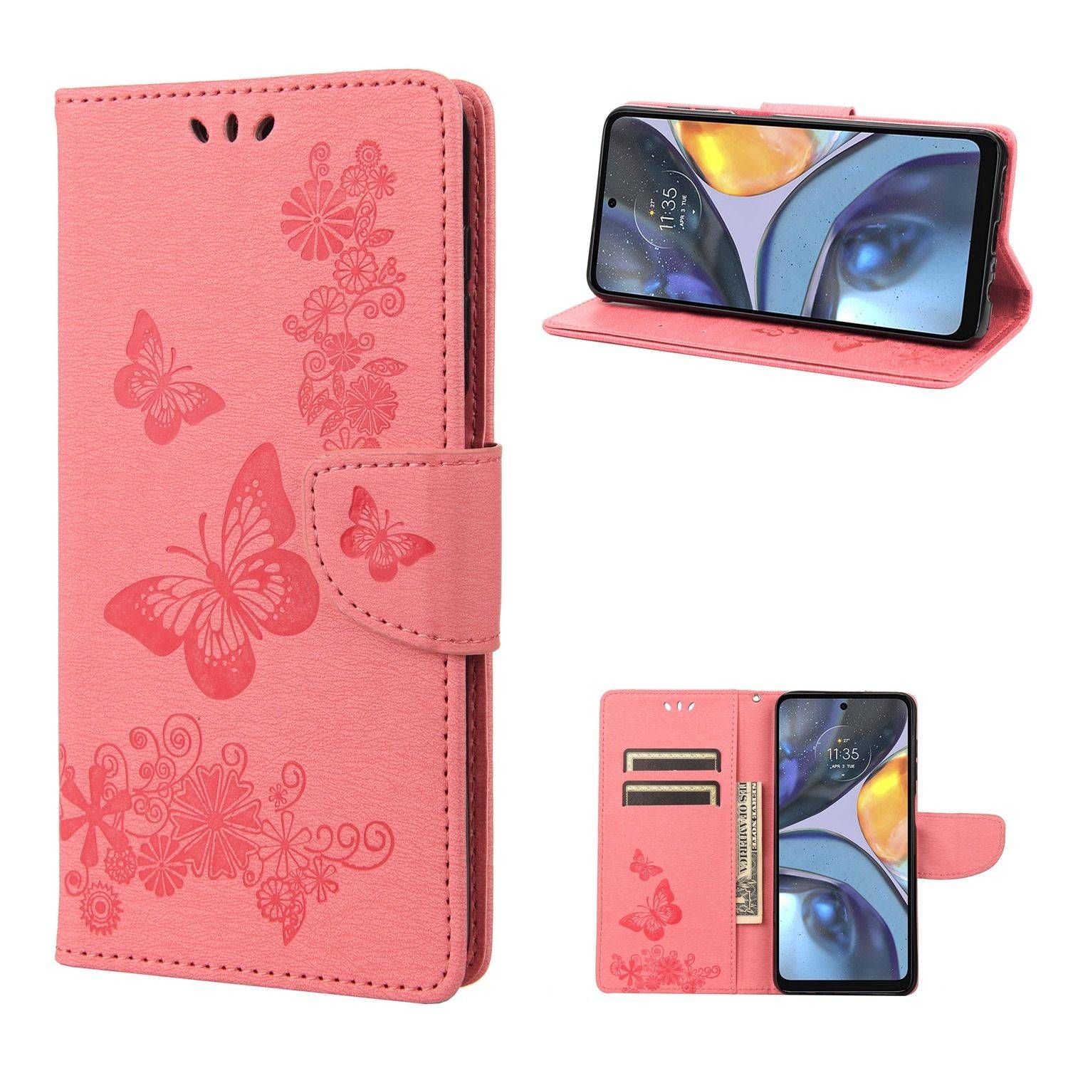 Hülle kompatibel mit Motorola Moto G22 Kunstleder Handyhülle - Handy Case Rosa