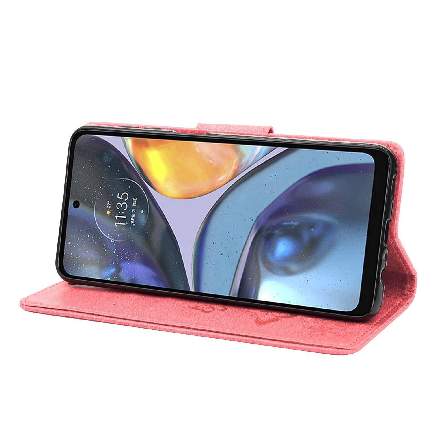 Hülle kompatibel mit Motorola Moto G22 Kunstleder Handyhülle - Handy Case Rosa