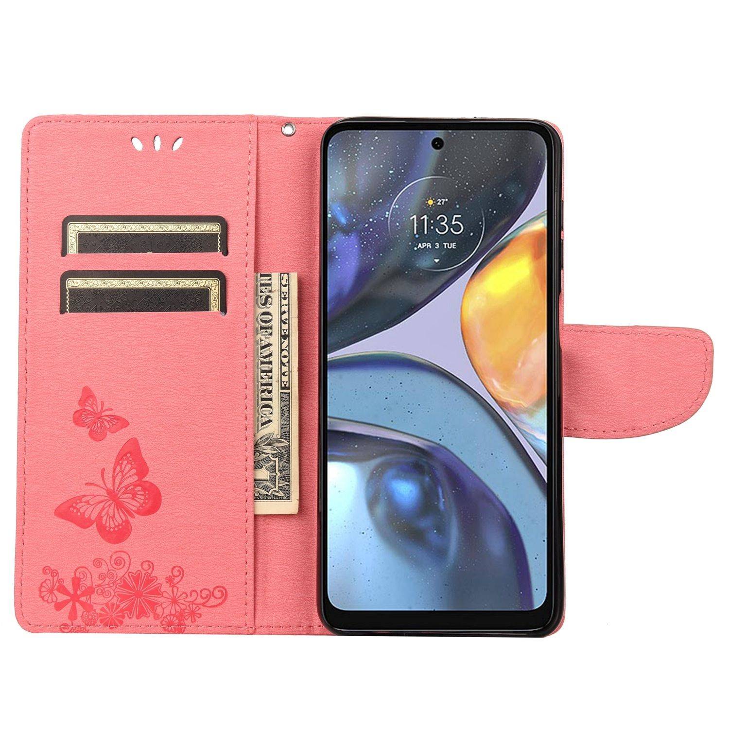 Hülle kompatibel mit Motorola Moto G22 Kunstleder Handyhülle - Handy Case Rosa