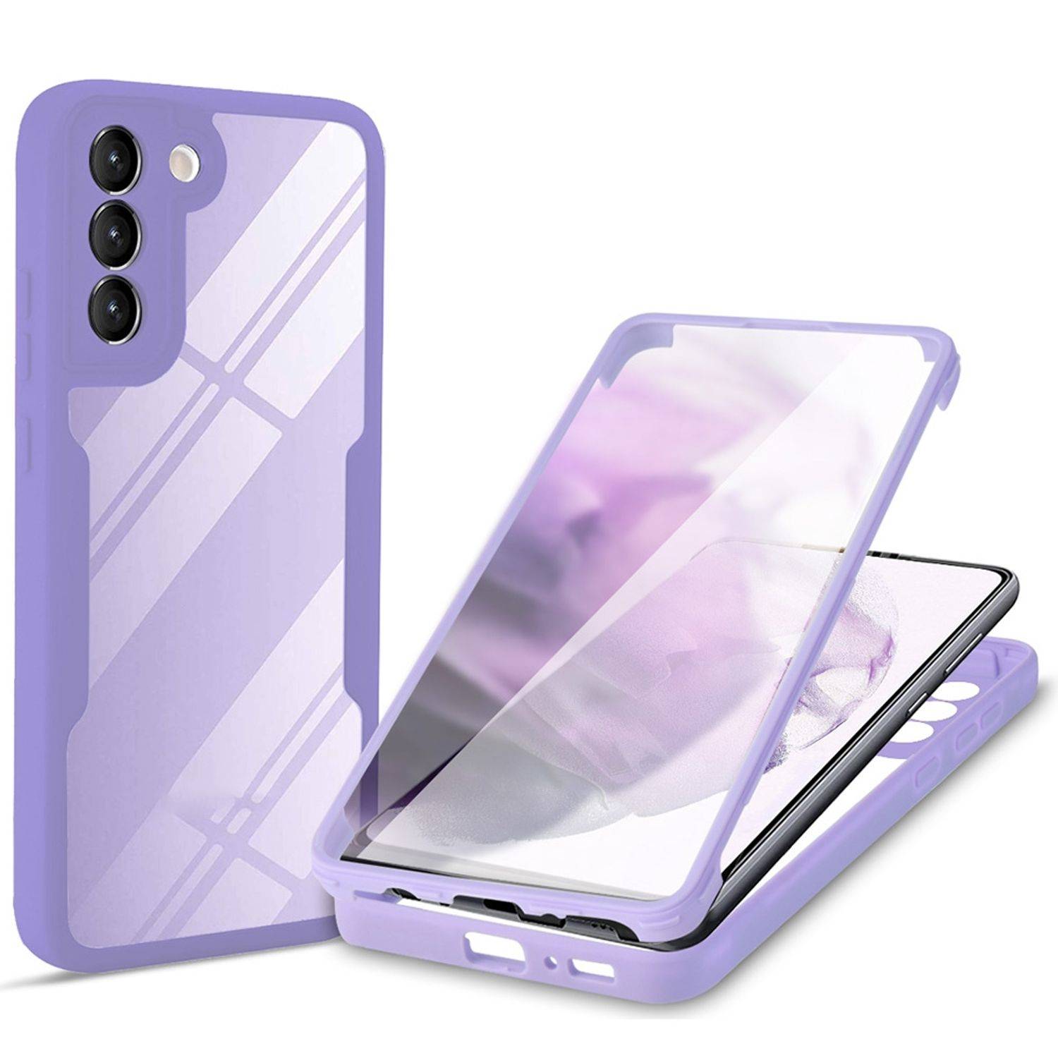 Hülle kompatibel mit Samsung Galaxy S22 5G Kunststoff Full Cover Handyhülle - Case Lila