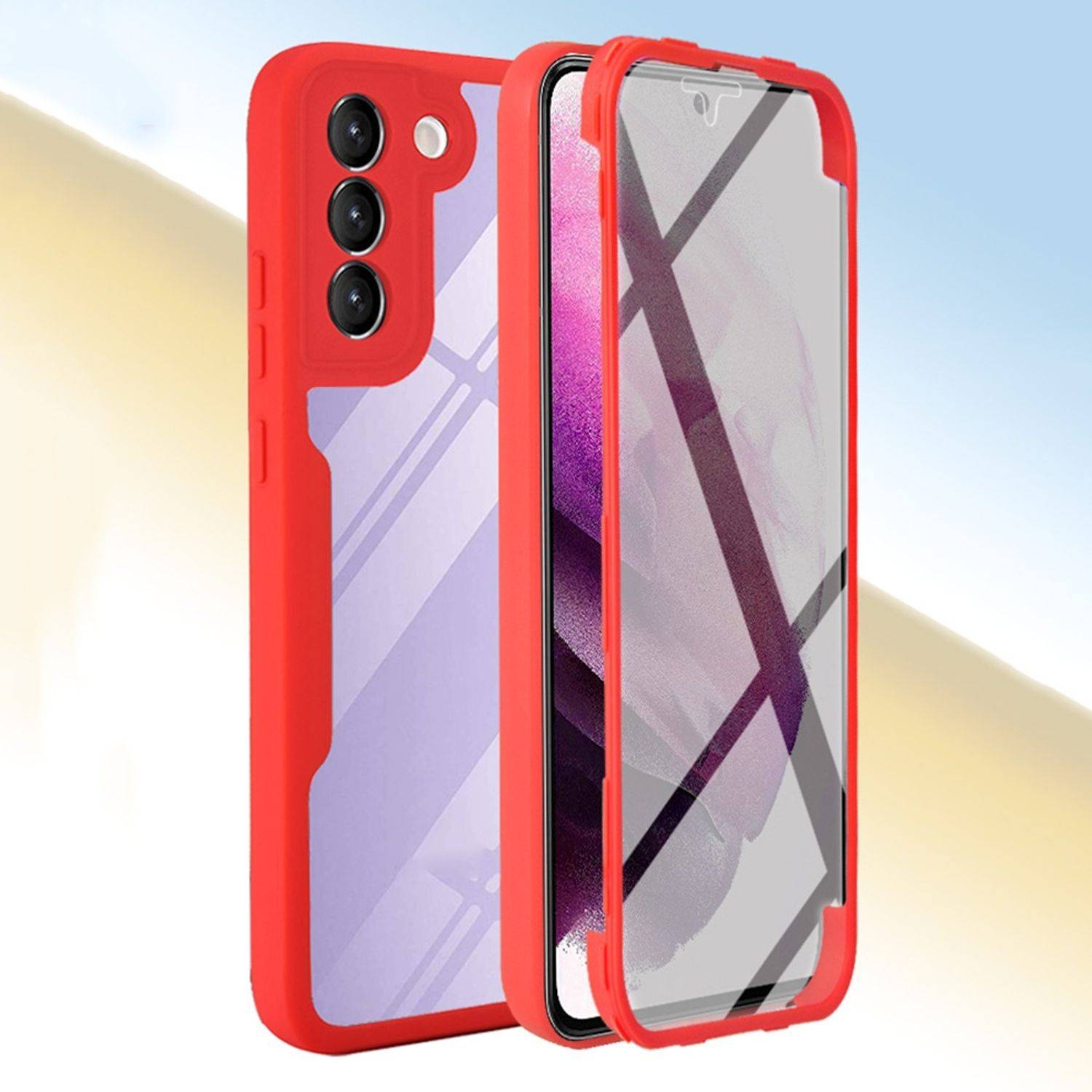 Hülle kompatibel mit Samsung Galaxy S22 5G Kunststoff Full Cover Handyhülle - Case Lila