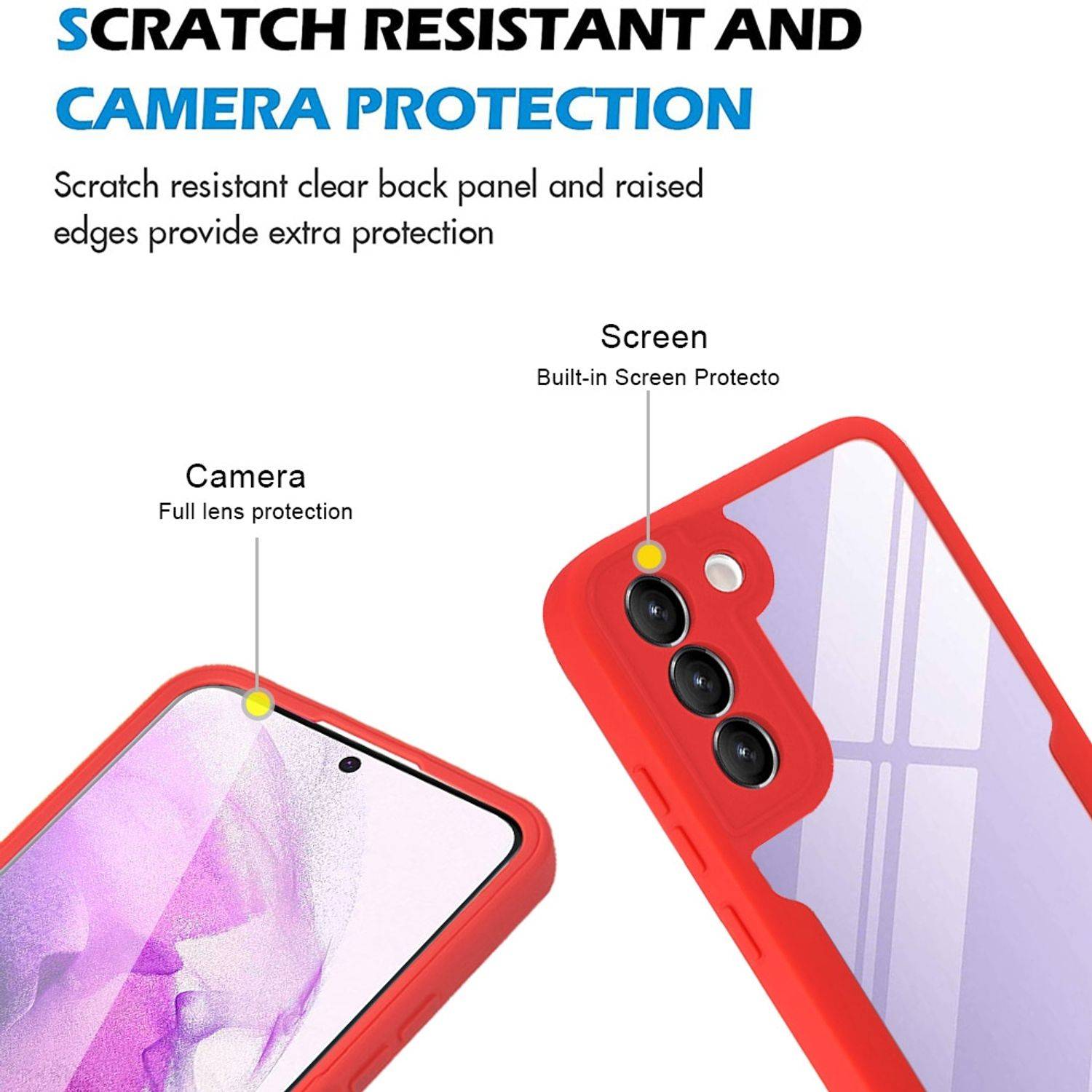 Hülle kompatibel mit Samsung Galaxy S22 5G Kunststoff Full Cover Handyhülle - Case Lila