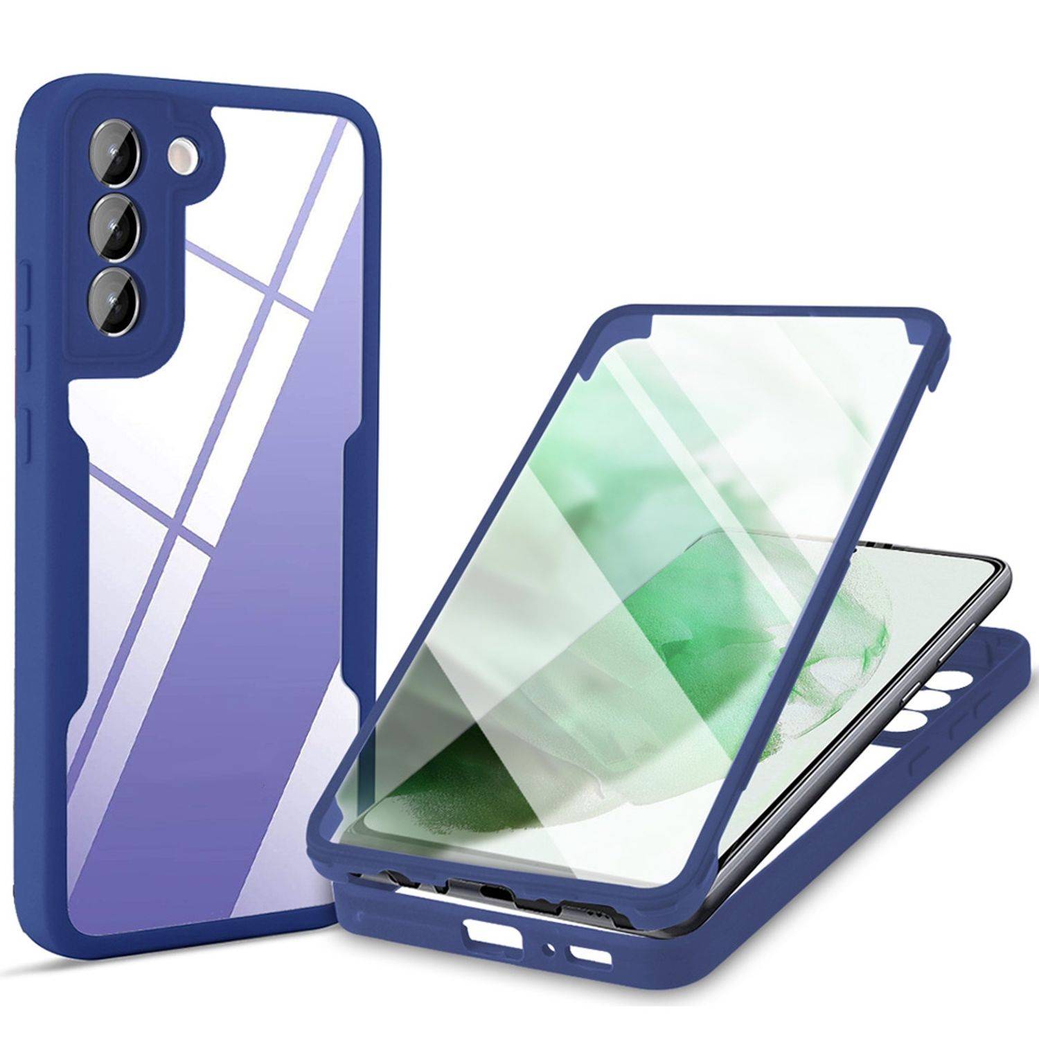 Hülle kompatibel mit Samsung Galaxy S22 Plus 5G Kunststoff Full Cover Handyhülle - Case Blau