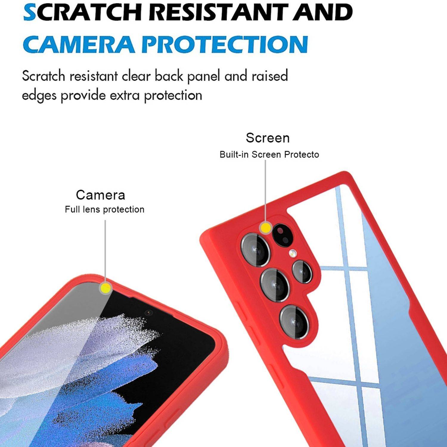 Hülle kompatibel mit Samsung Galaxy S22 Ultra 5G Kunststoff Full Cover Handyhülle - Case Rosa