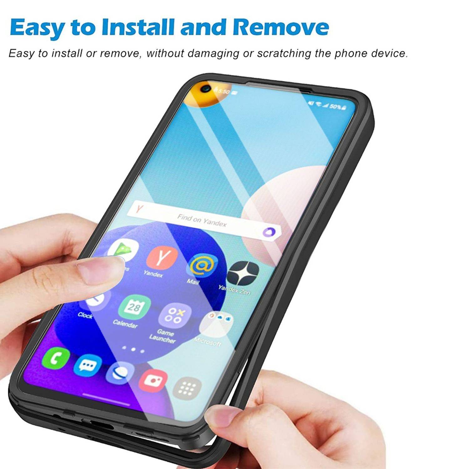 Hülle kompatibel mit Samsung Galaxy A21s Kunststoff Full Cover Handyhülle - Case Blau