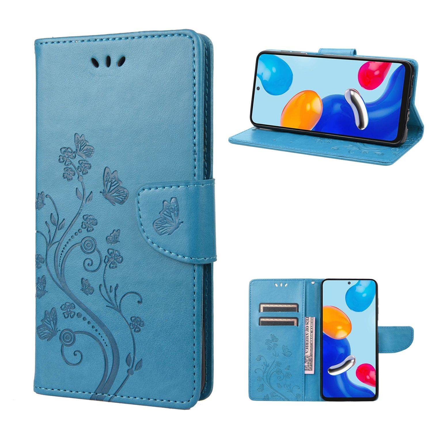 Hülle kompatibel mit Xiaomi Redmi Note 11 / Note 11S Global Kunstleder Handyhülle - Handy Case Blau
