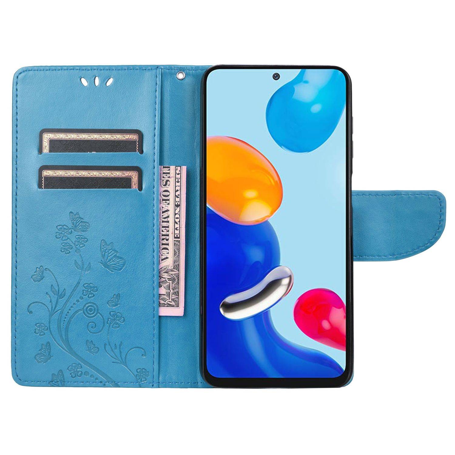 Hülle kompatibel mit Xiaomi Redmi Note 11 / Note 11S Global Kunstleder Handyhülle - Handy Case Blau