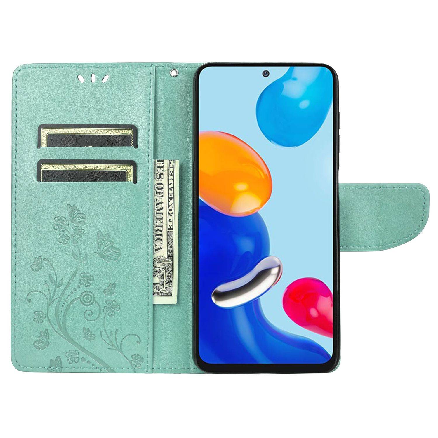 Hülle kompatibel mit Xiaomi Redmi Note 11 / Note 11S Global Kunstleder Handyhülle - Handy Case Grün