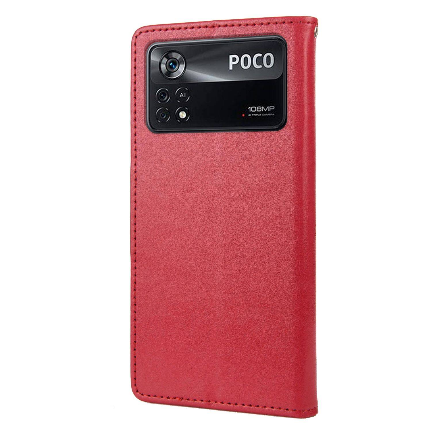 Hülle kompatibel mit Xiaomi Poco X4 Pro 5G Kunstleder Handyhülle - Handy Case Rot