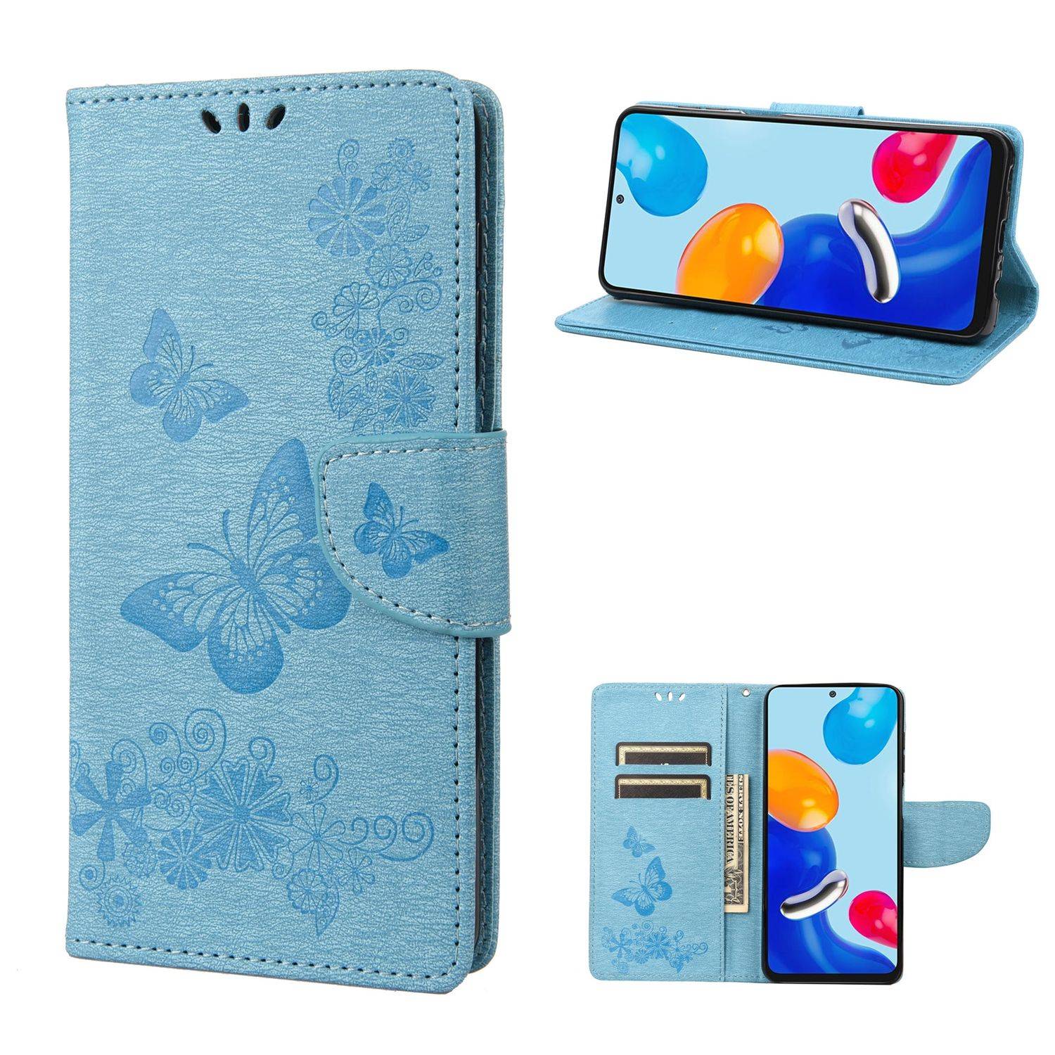 Hülle kompatibel mit Xiaomi Redmi Note 11 / Note 11S Global Kunstleder Handyhülle - Handy Case Blau