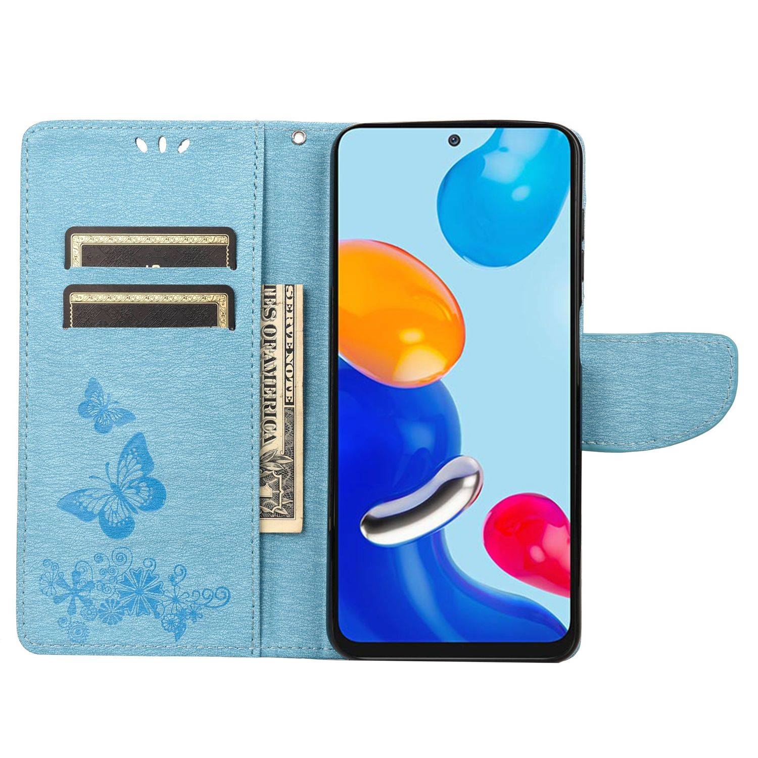 Hülle kompatibel mit Xiaomi Redmi Note 11 / Note 11S Global Kunstleder Handyhülle - Handy Case Blau