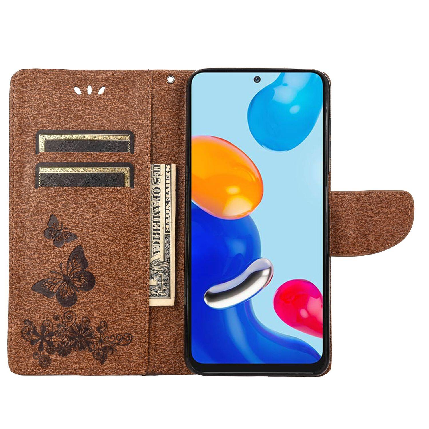 Hülle kompatibel mit Xiaomi Redmi Note 11 / Note 11S Global Kunstleder Handyhülle - Handy Case Braun