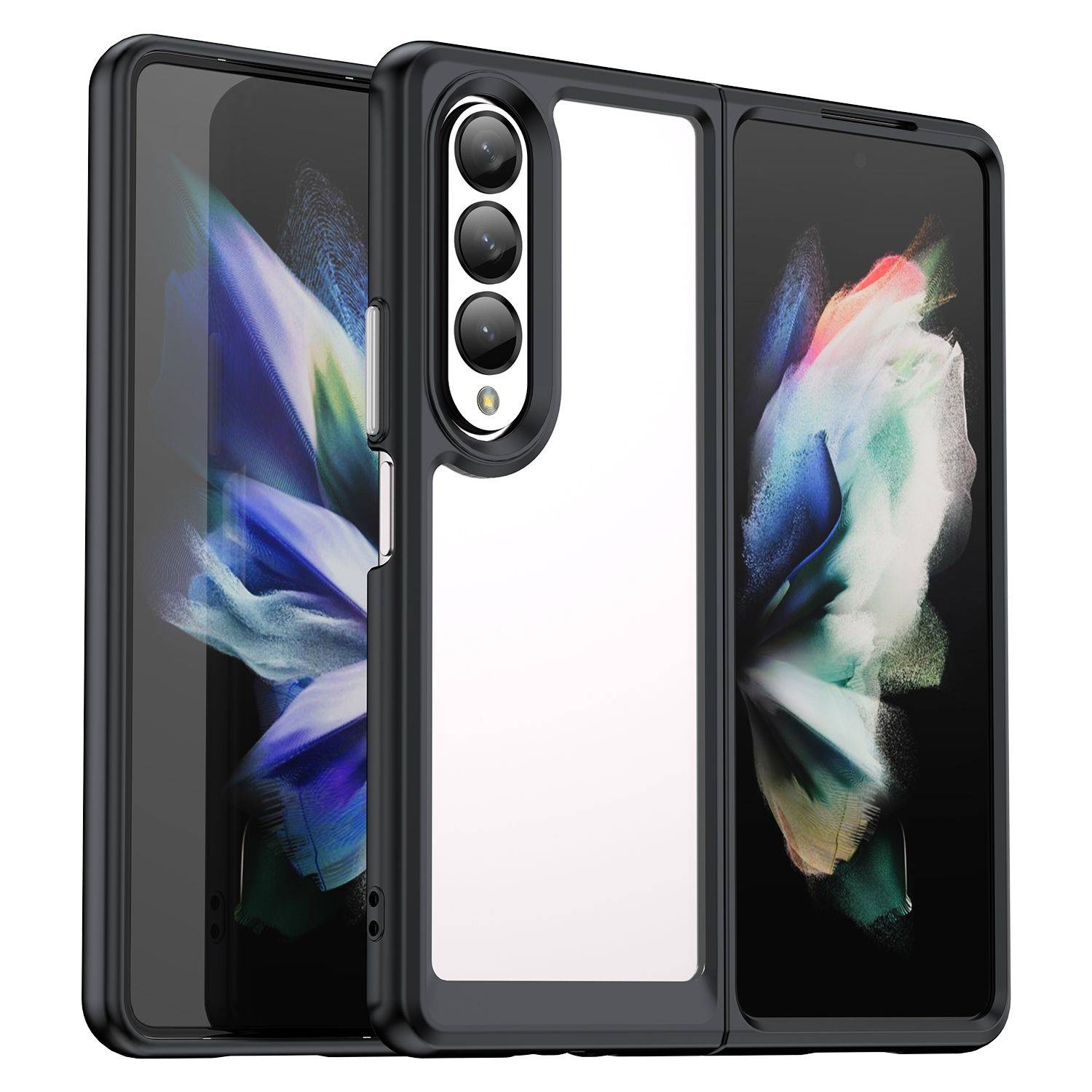 Hülle kompatibel mit Samsung Galaxy Z Fold4 5G Kunststoff Soft Handyhülle - Handy Case Schwarz