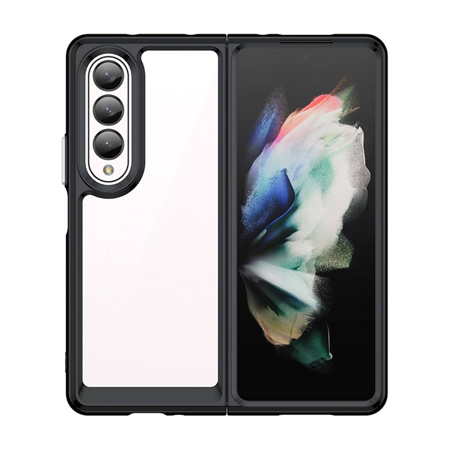 Hülle kompatibel mit Samsung Galaxy Z Fold4 5G Kunststoff Soft Handyhülle - Handy Case Schwarz
