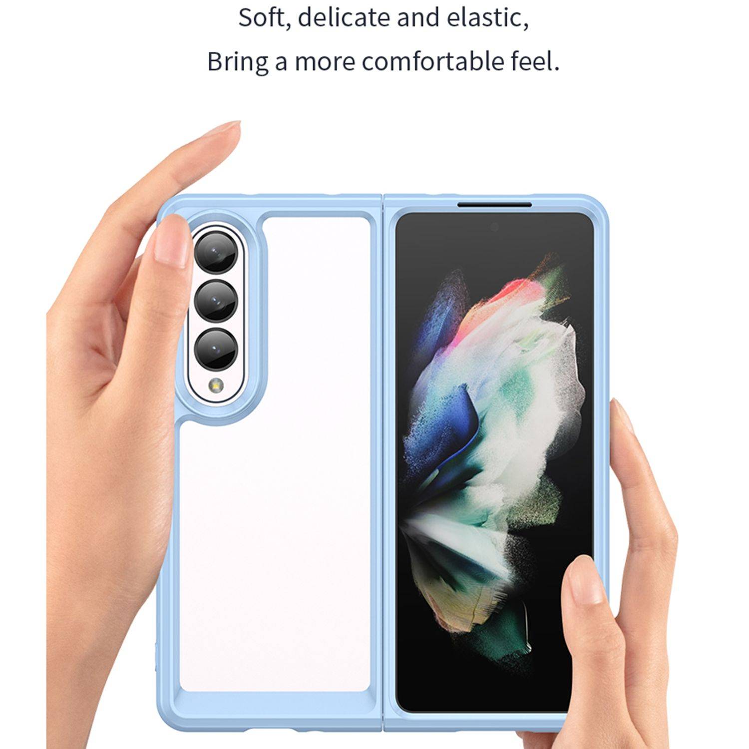 Hülle kompatibel mit Samsung Galaxy Z Fold4 5G Kunststoff Soft Handyhülle - Handy Case Schwarz