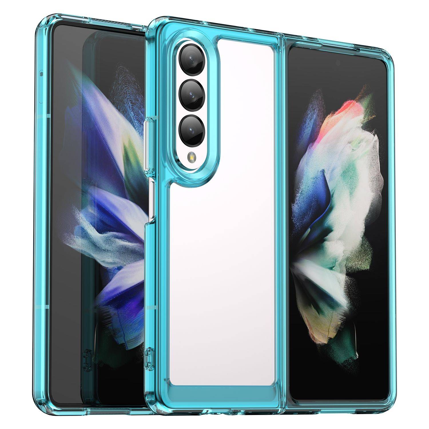 Hülle kompatibel mit Samsung Galaxy Z Fold4 5G Kunststoff Soft Handyhülle - Handy Case Transparent Blau