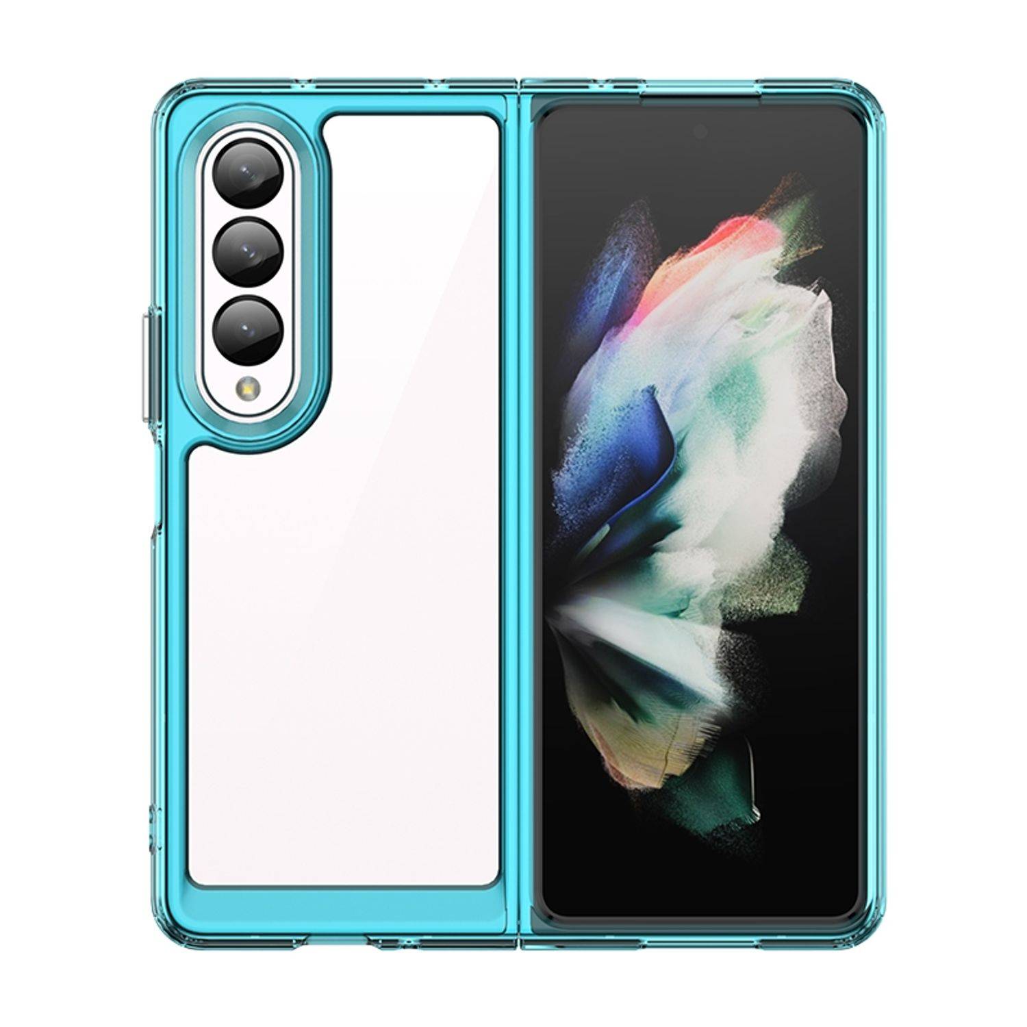 Hülle kompatibel mit Samsung Galaxy Z Fold4 5G Kunststoff Soft Handyhülle - Handy Case Transparent Blau