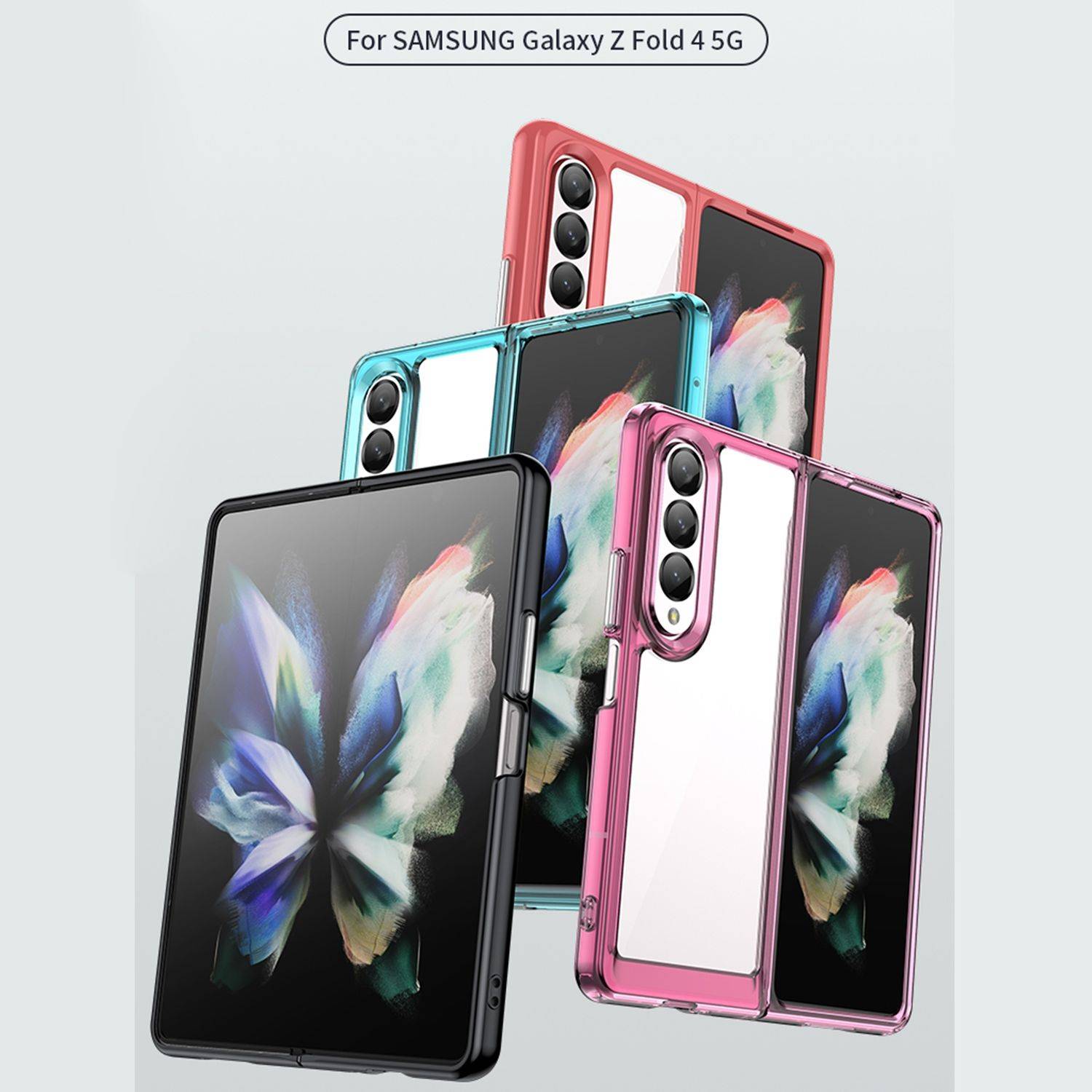 Hülle kompatibel mit Samsung Galaxy Z Fold4 5G Kunststoff Soft Handyhülle - Handy Case Transparent Blau