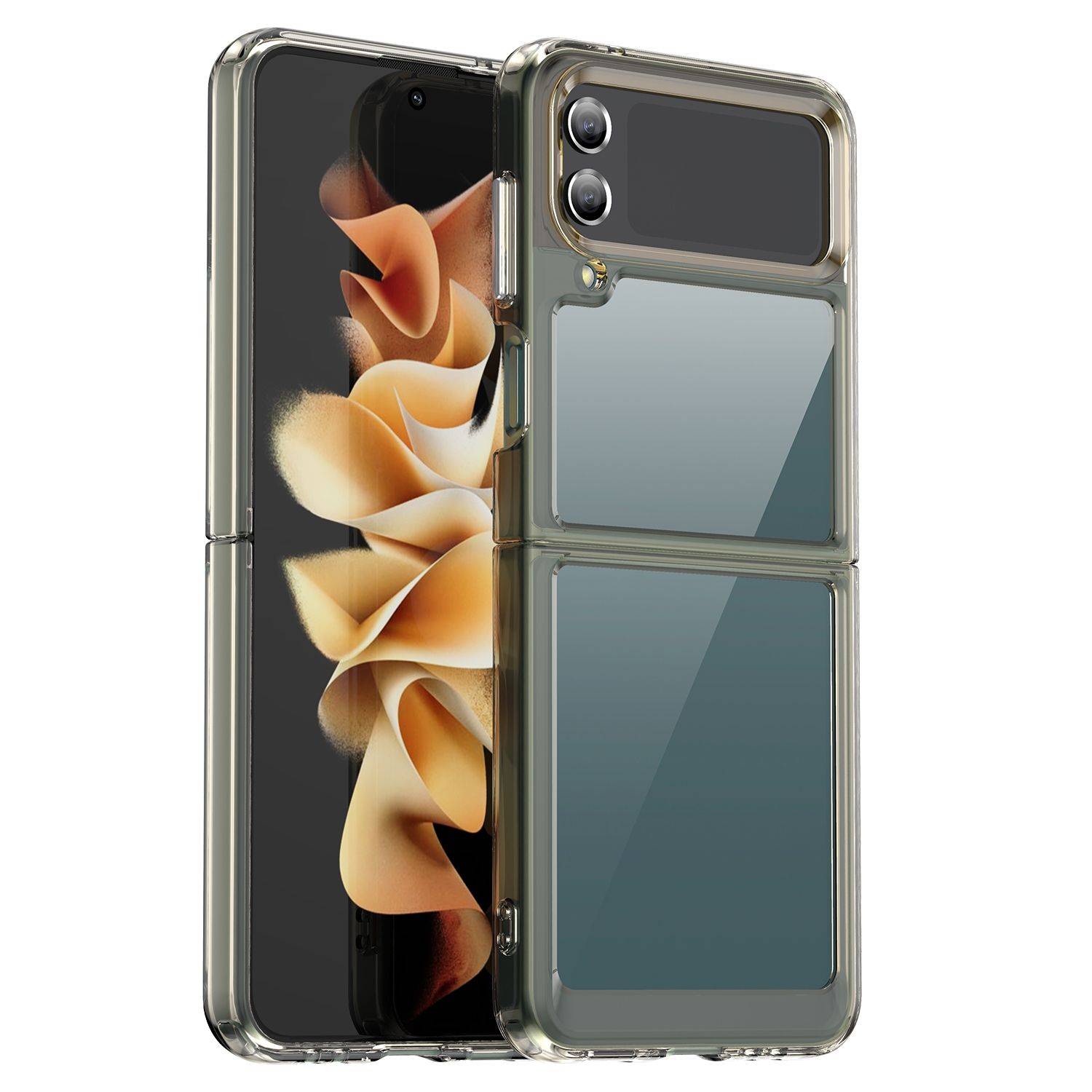 Hülle kompatibel mit Samsung Galaxy Z Flip4 5G Kunststoff Soft Handyhülle - Handy Case Transparent Grau