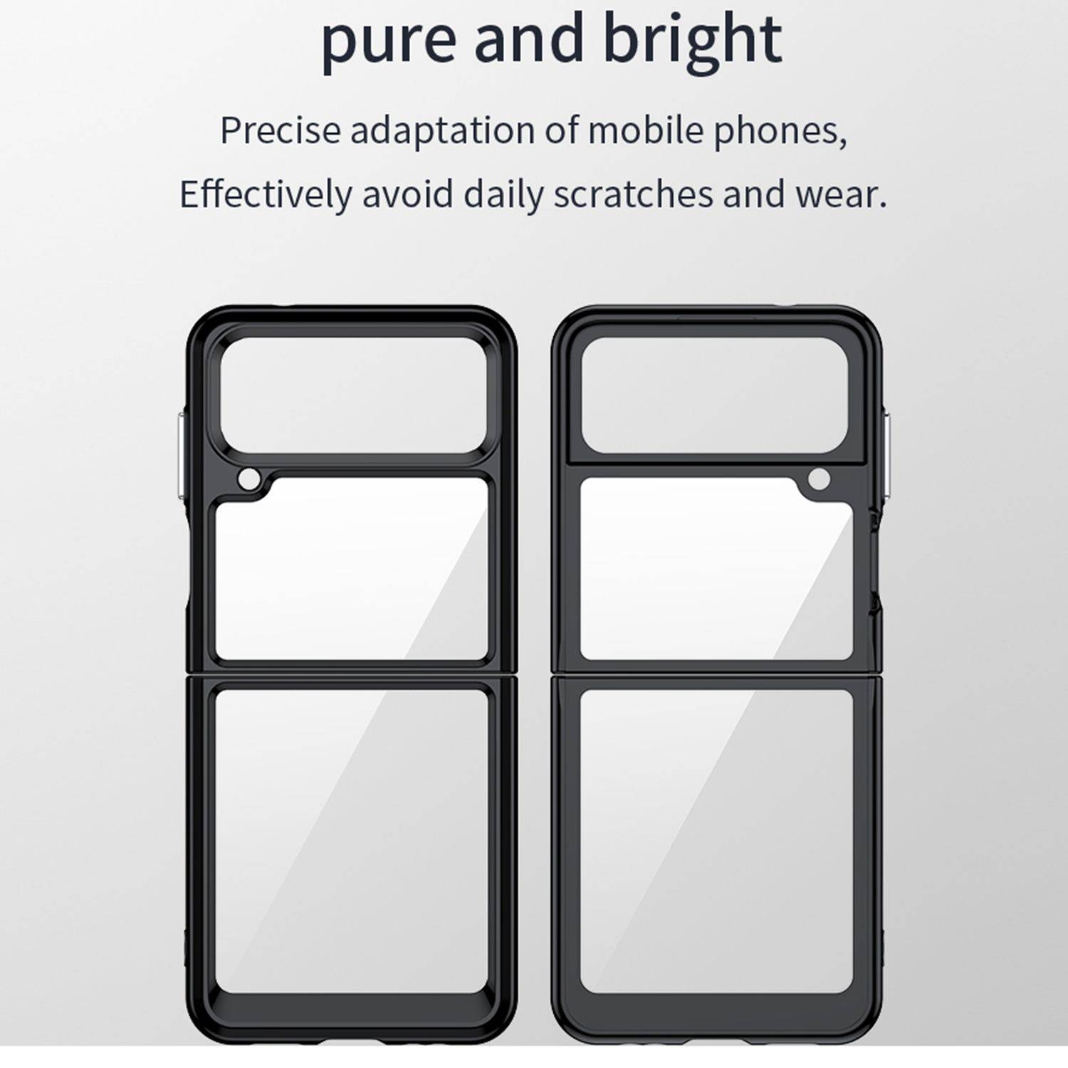 Hülle kompatibel mit Samsung Galaxy Z Flip4 5G Kunststoff Soft Handyhülle - Handy Case Transparent Grau