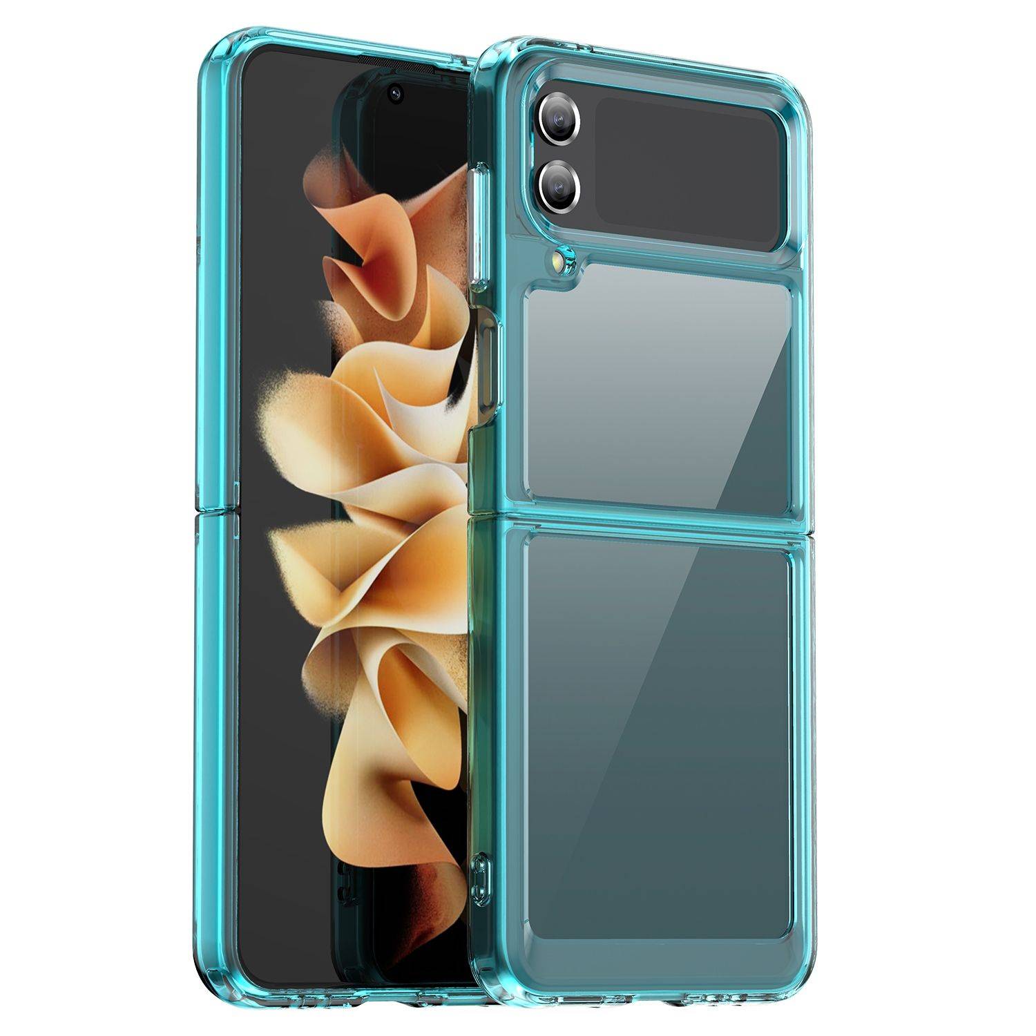 Hülle kompatibel mit Samsung Galaxy Z Flip4 5G Kunststoff Soft Handyhülle - Handy Case Transparent Blau