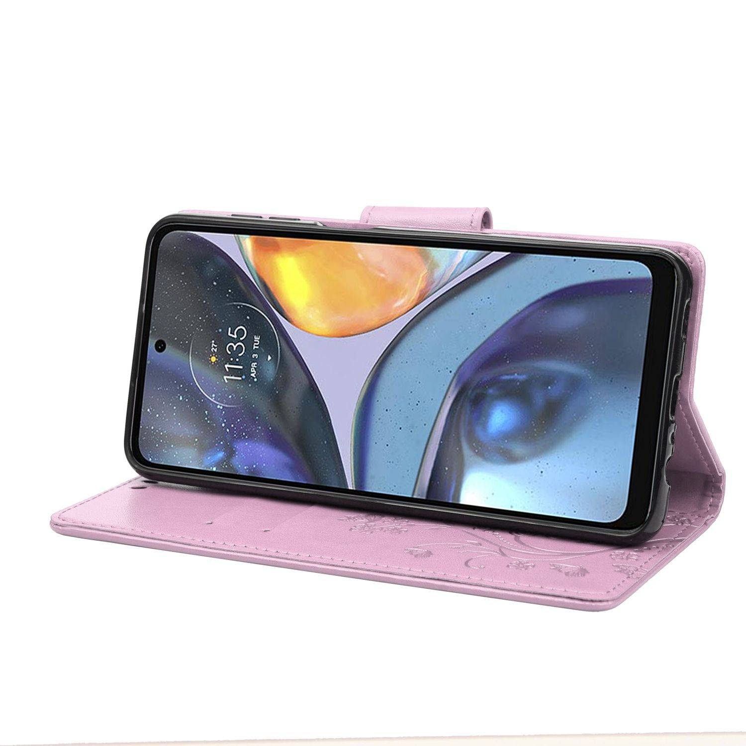Hülle kompatibel mit Motorola Moto G22 Kunstleder Handyhülle - Handy Case Helles Lila