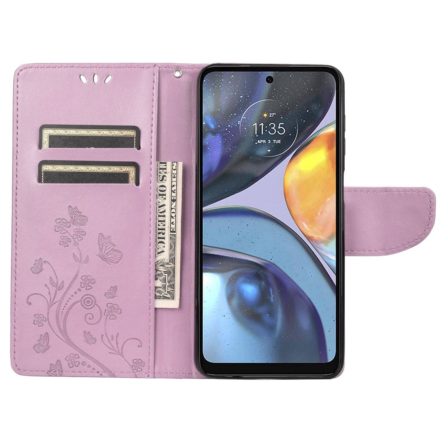 Hülle kompatibel mit Motorola Moto G22 Kunstleder Handyhülle - Handy Case Helles Lila