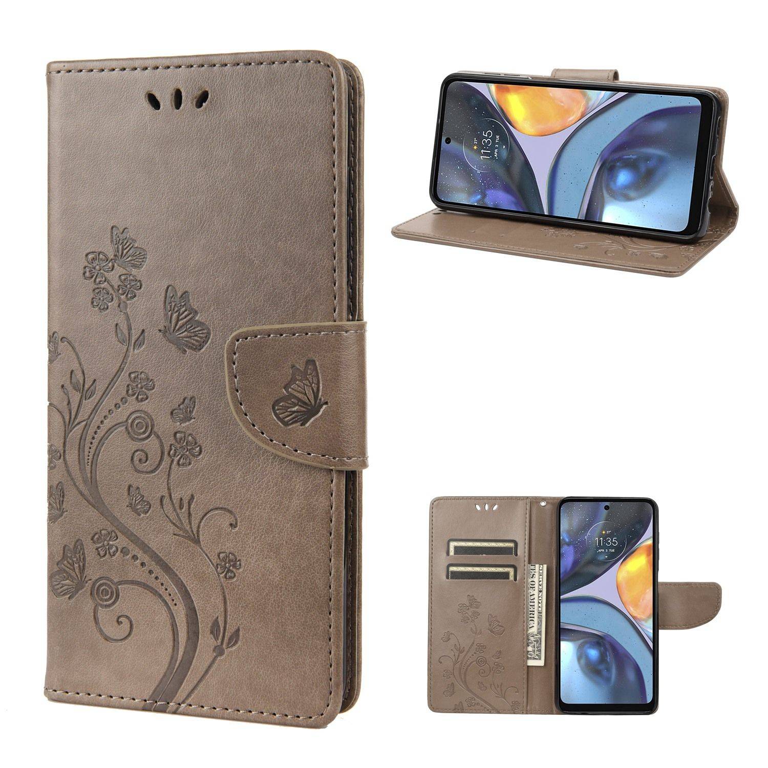 Hülle kompatibel mit Motorola Moto G22 Kunstleder Handyhülle - Handy Case Grau