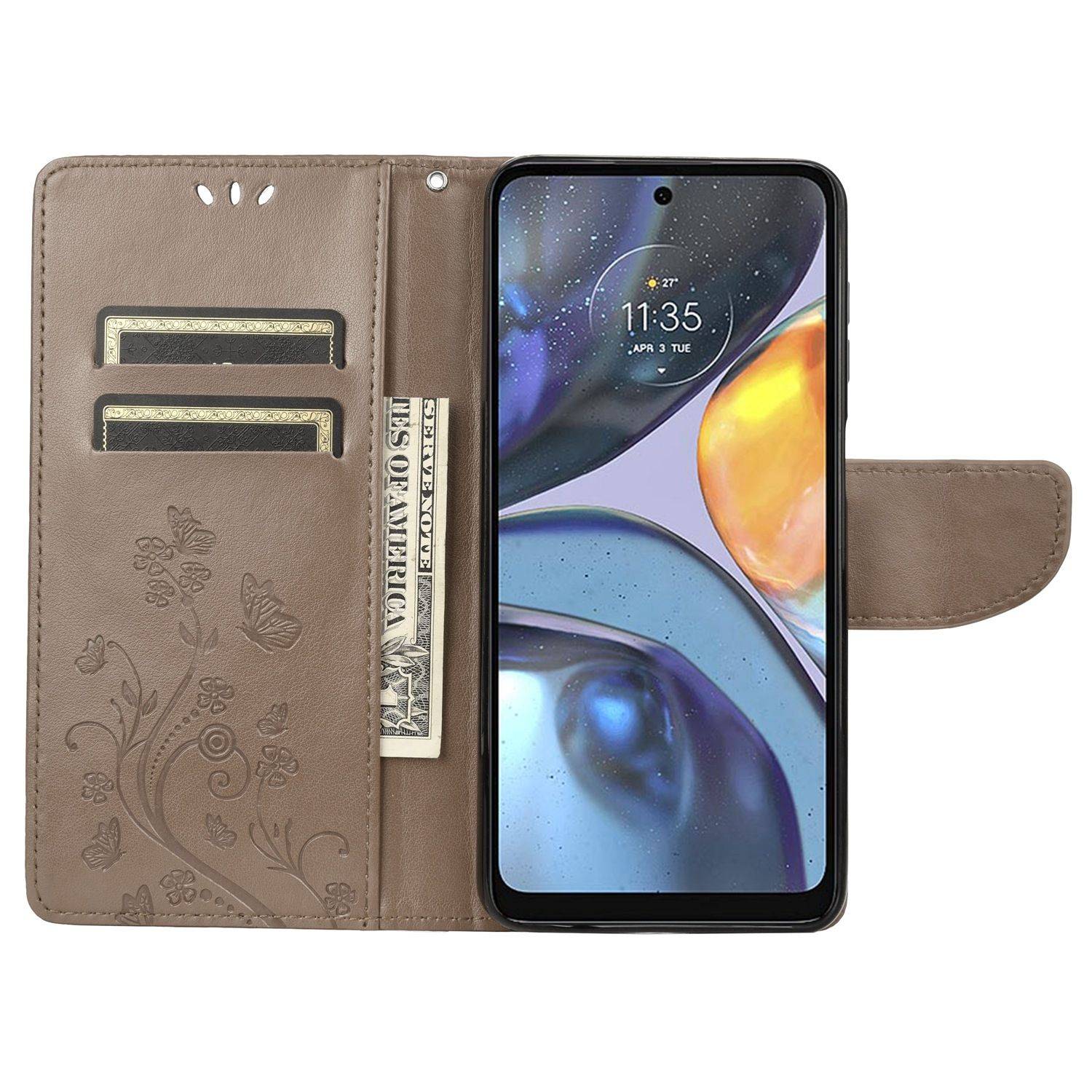 Hülle kompatibel mit Motorola Moto G22 Kunstleder Handyhülle - Handy Case Grau