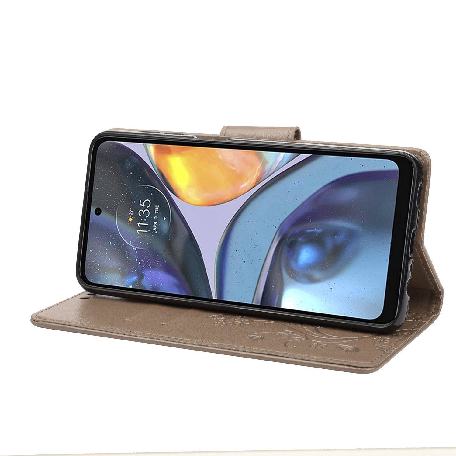 Hülle kompatibel mit Motorola Moto G22 Kunstleder Handyhülle - Handy Case Grau