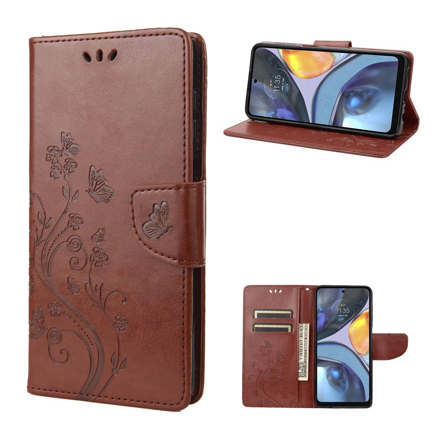 Hülle kompatibel mit Motorola Moto G22 Kunstleder Handyhülle - Handy Case Braun