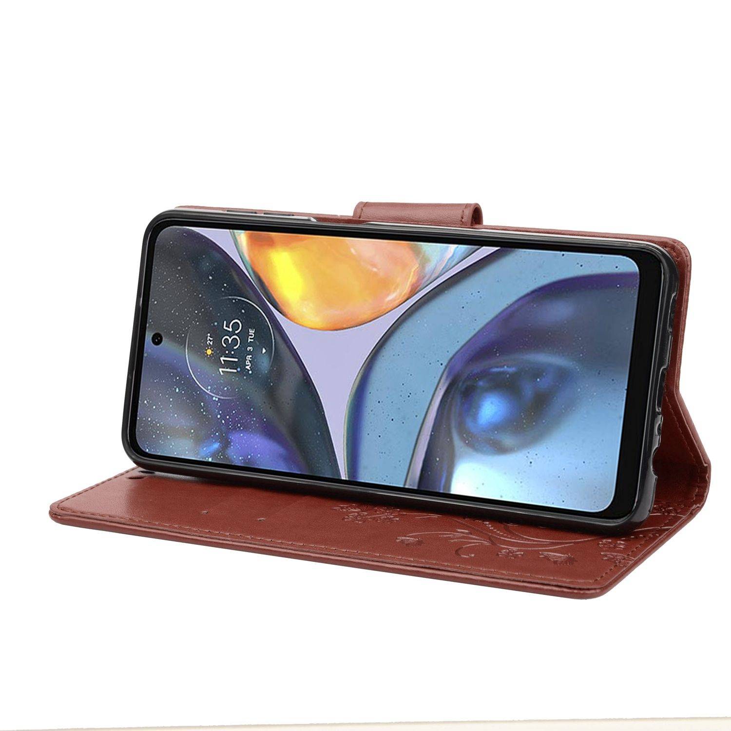 Hülle kompatibel mit Motorola Moto G22 Kunstleder Handyhülle - Handy Case Braun