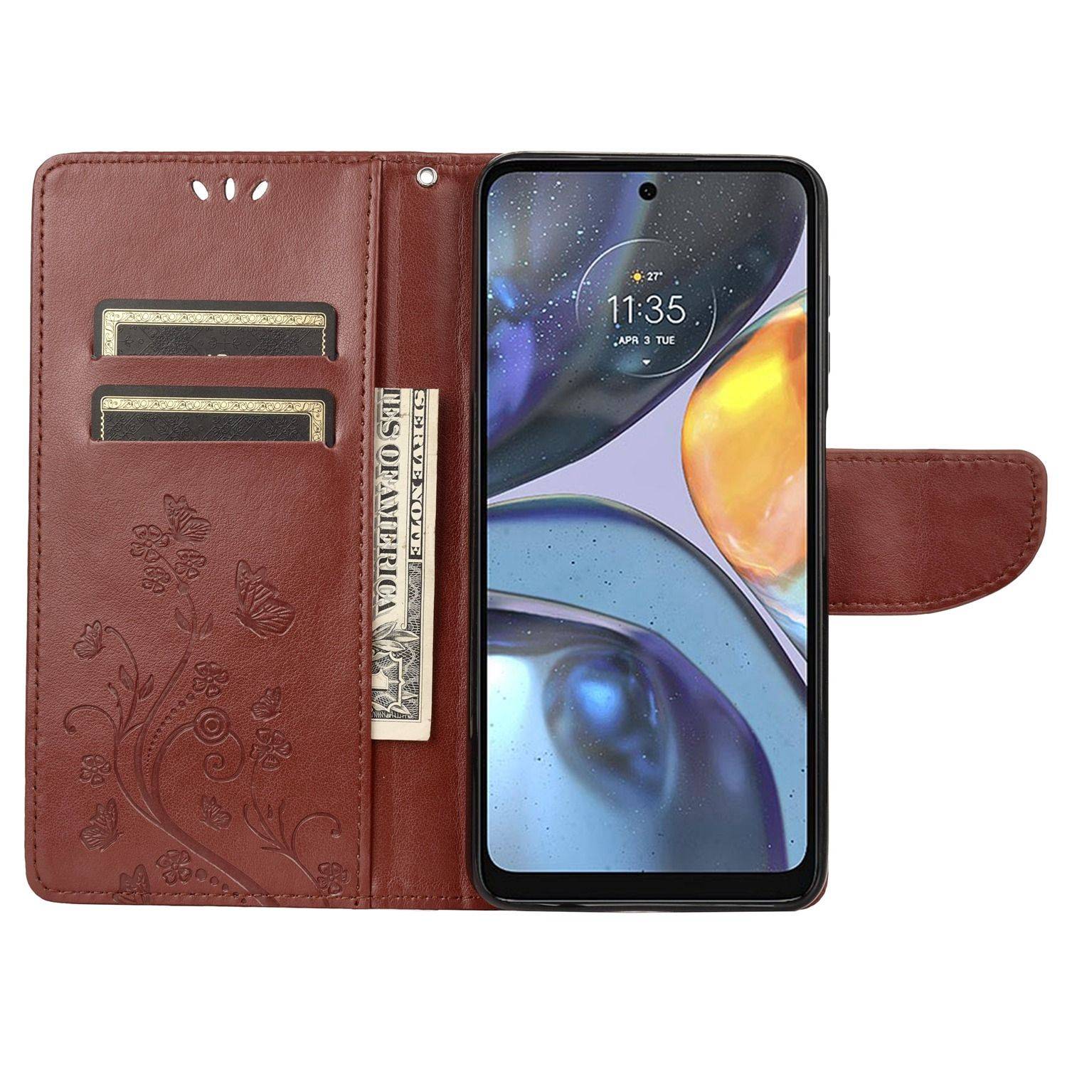 Hülle kompatibel mit Motorola Moto G22 Kunstleder Handyhülle - Handy Case Braun